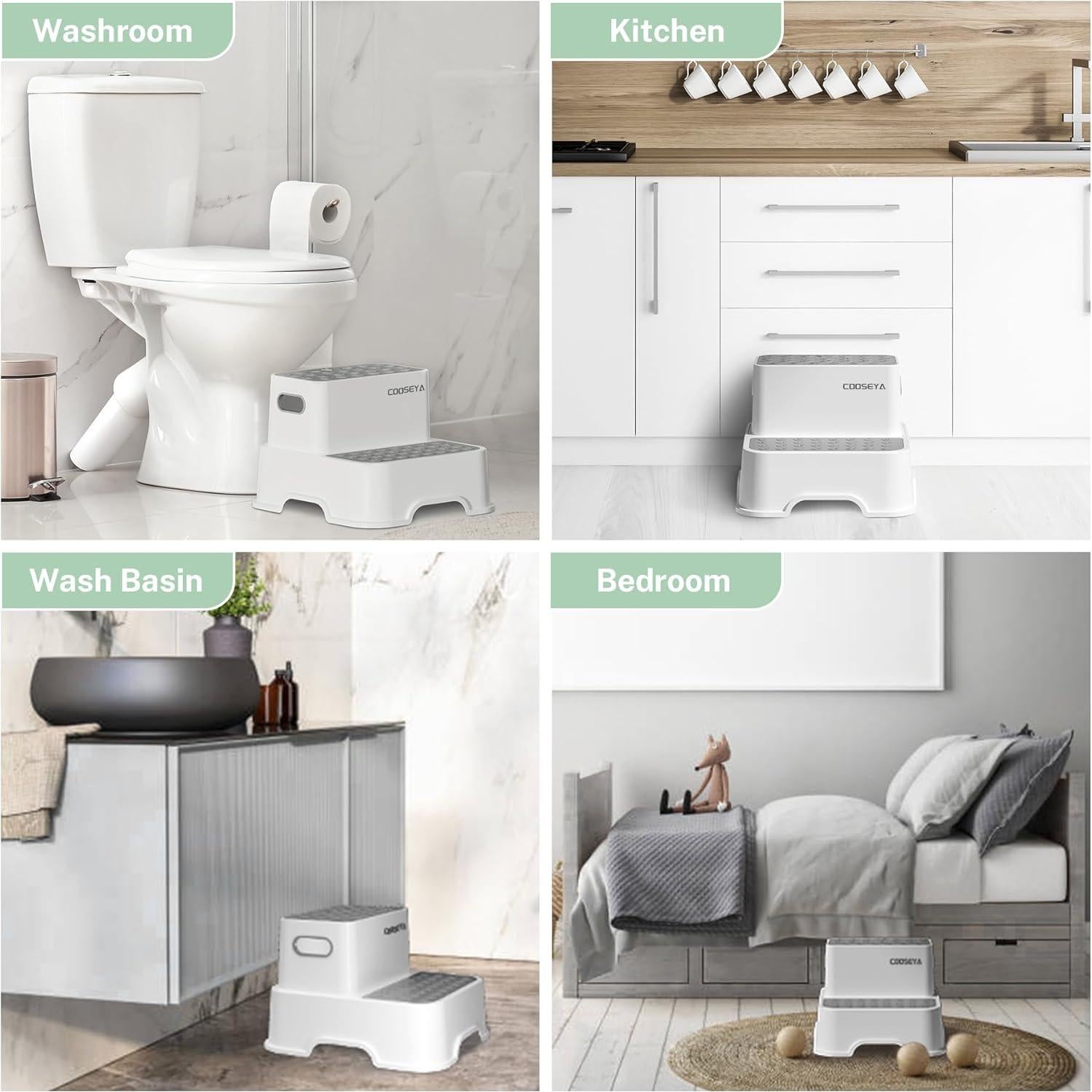 Escalera de 2 pasos COOSEYA antideslizante para niños