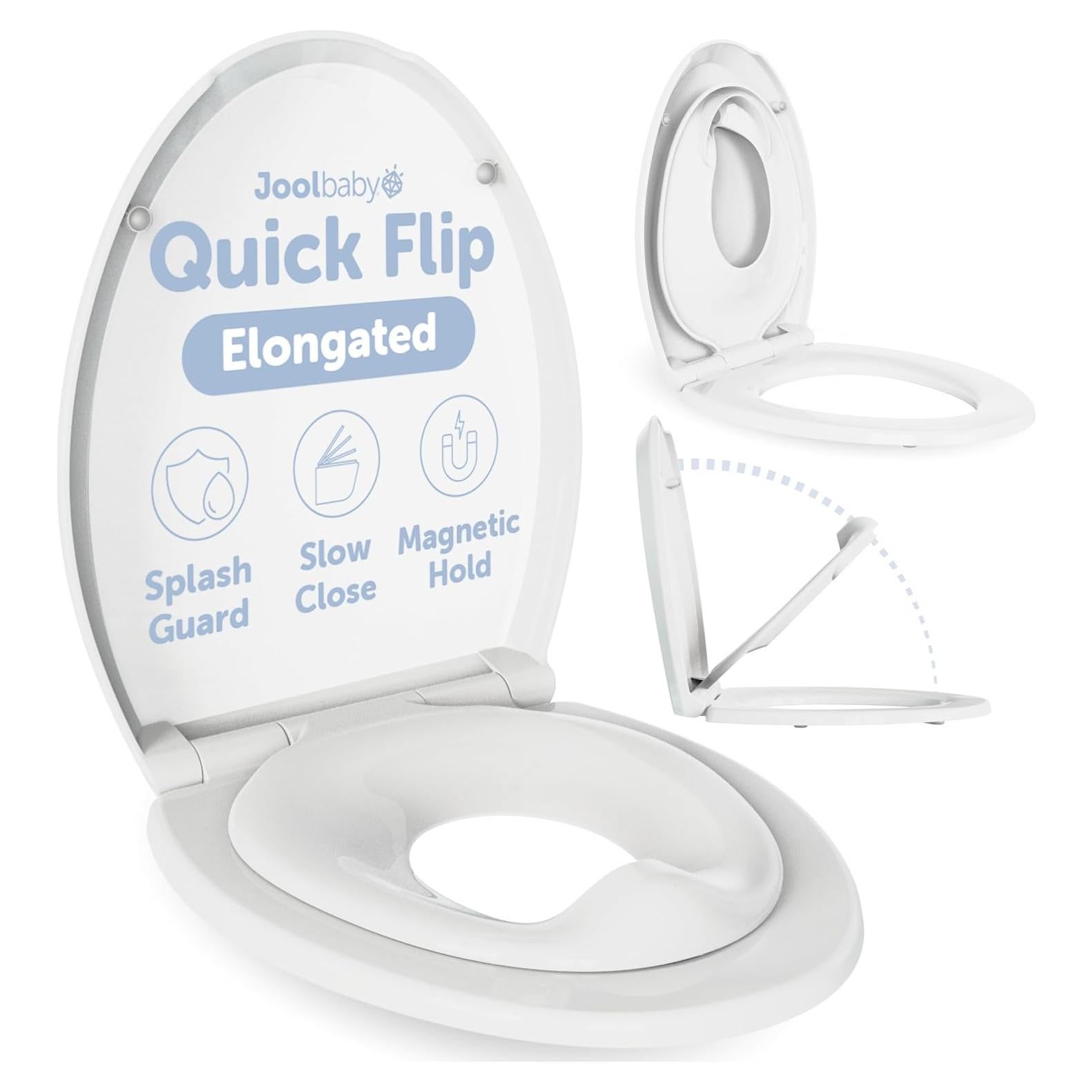Asiento de Inodoro Alargado Jool Baby con Orinal y Cierre Lento