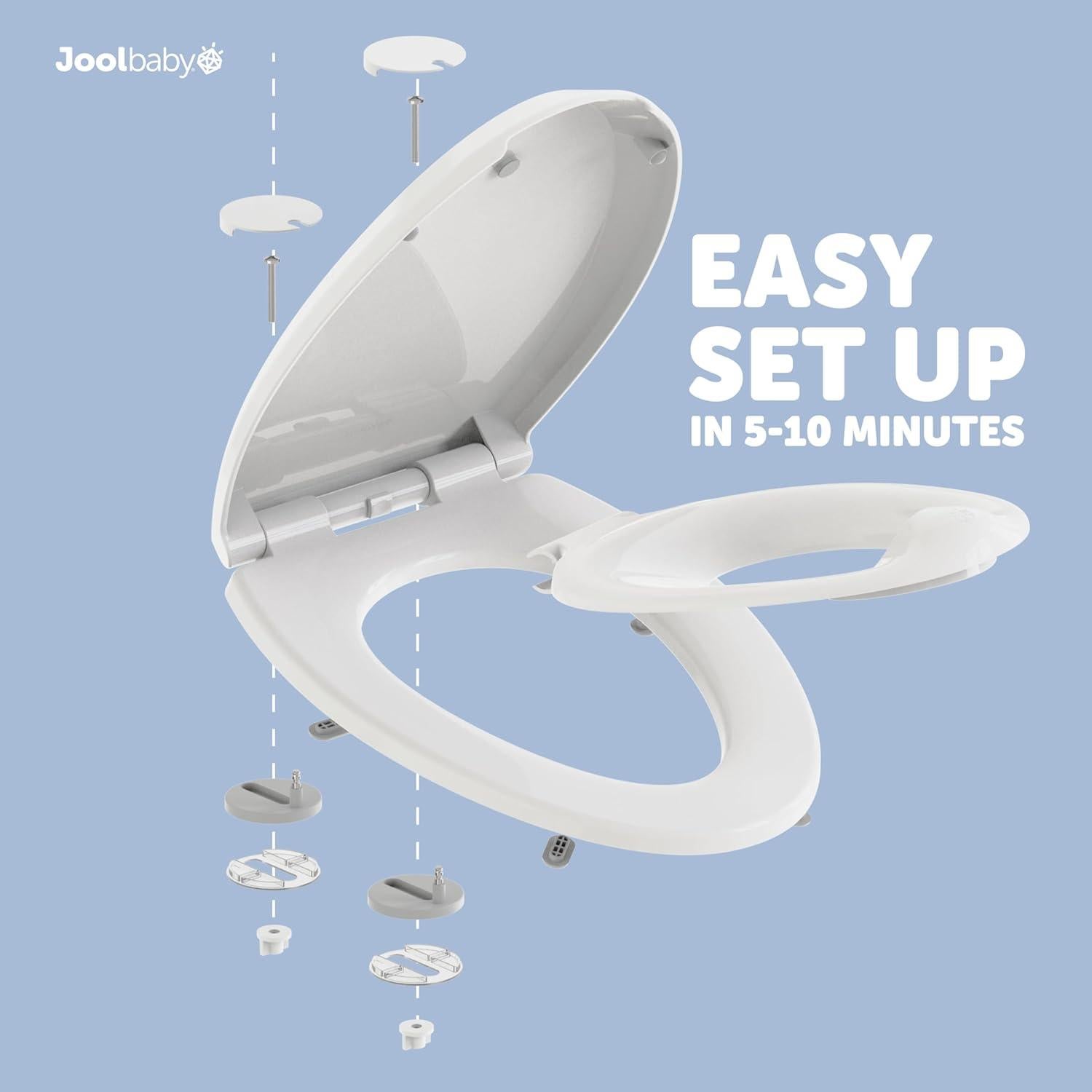 Asiento de Inodoro Alargado Jool Baby con Orinal y Cierre Lento