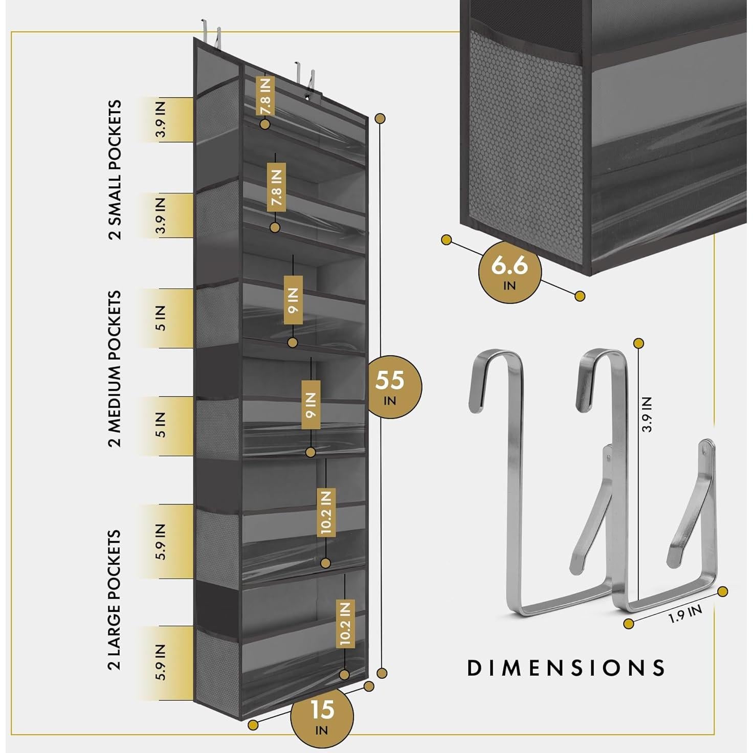 Organizador de Puerta HOMELUX THEORY 1PC 55x14x6.7 cm Gris