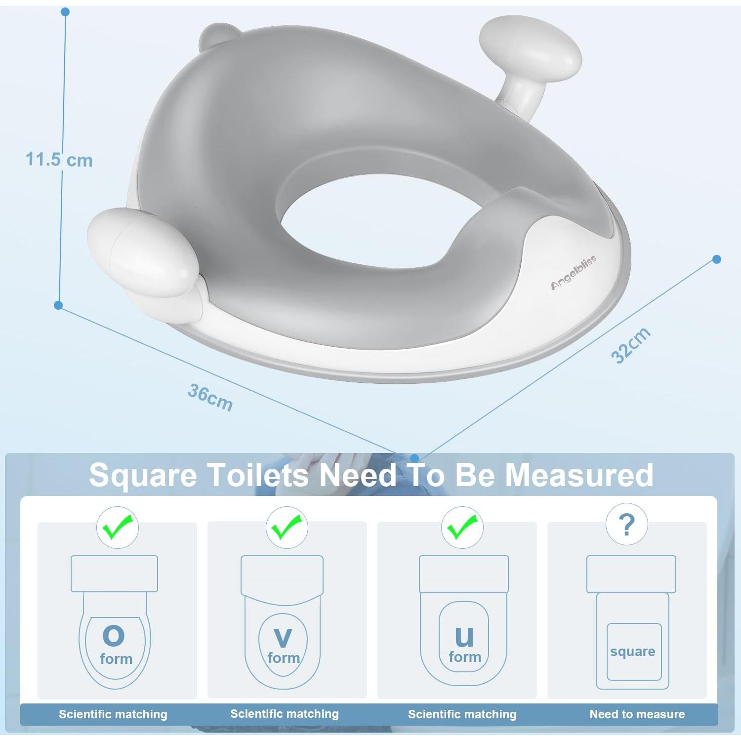 Asiento de Entrenamiento para Baño ANGELBLISS Gris 1-7 Años