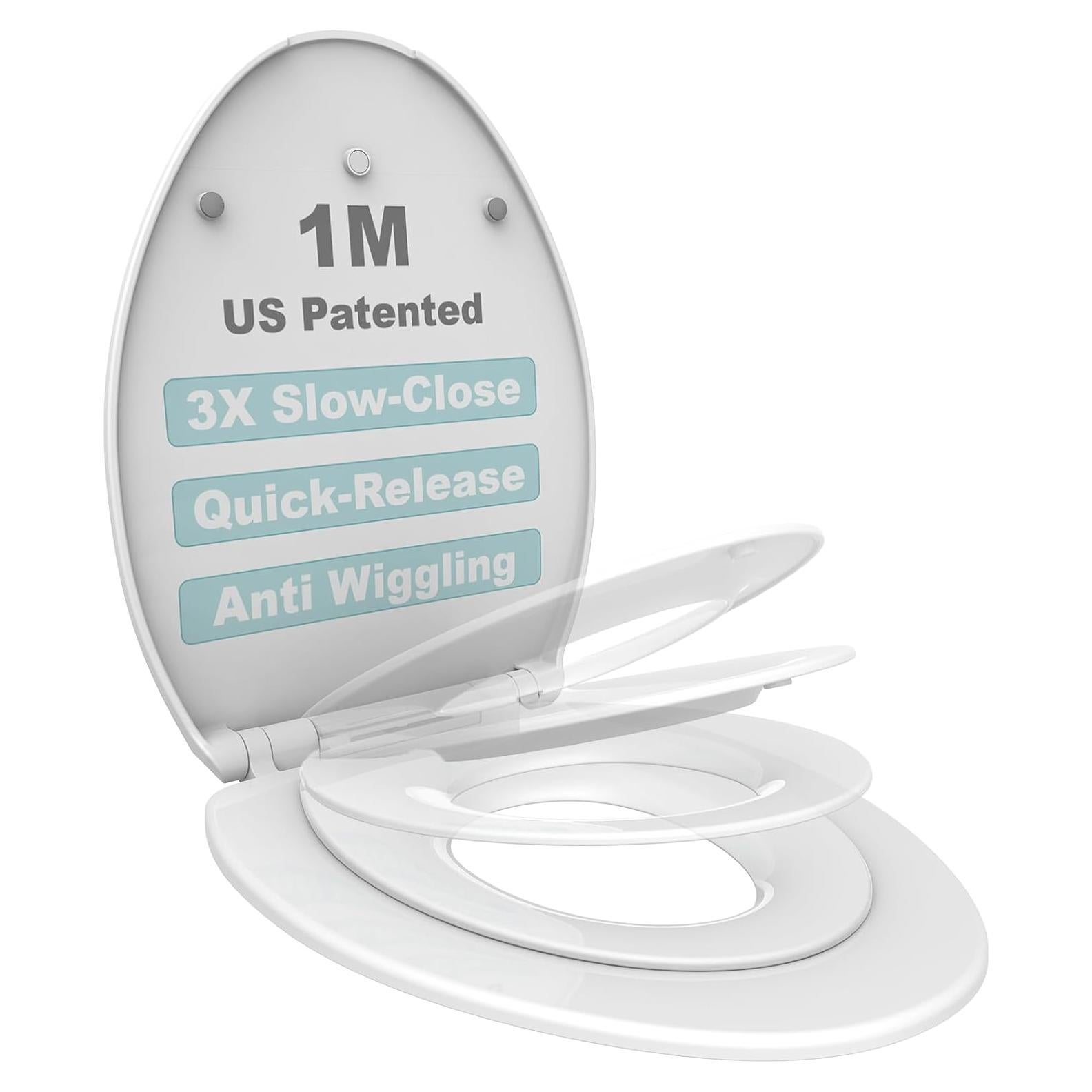 Asiento de Inodoro Alargado 1M con Asiento para Niños Blanco