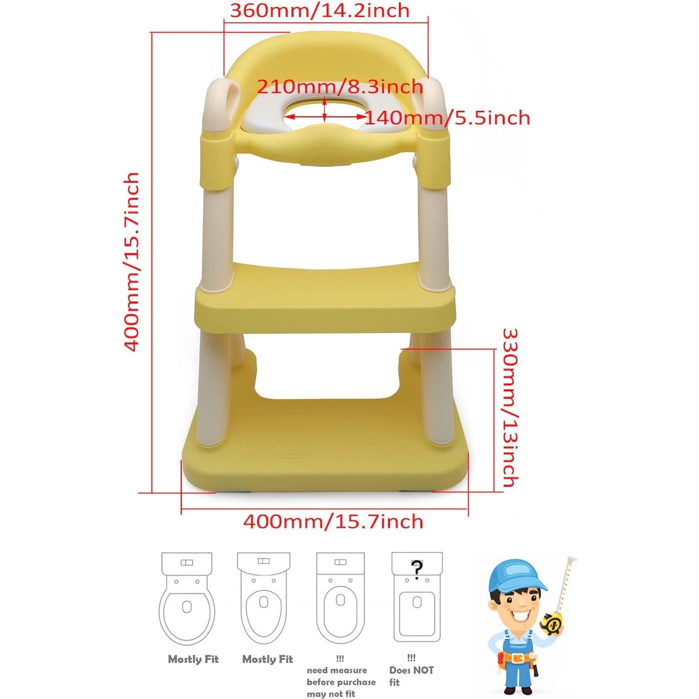 Silla de Entrenamiento para Baño XKMT Amarilla Ajustable