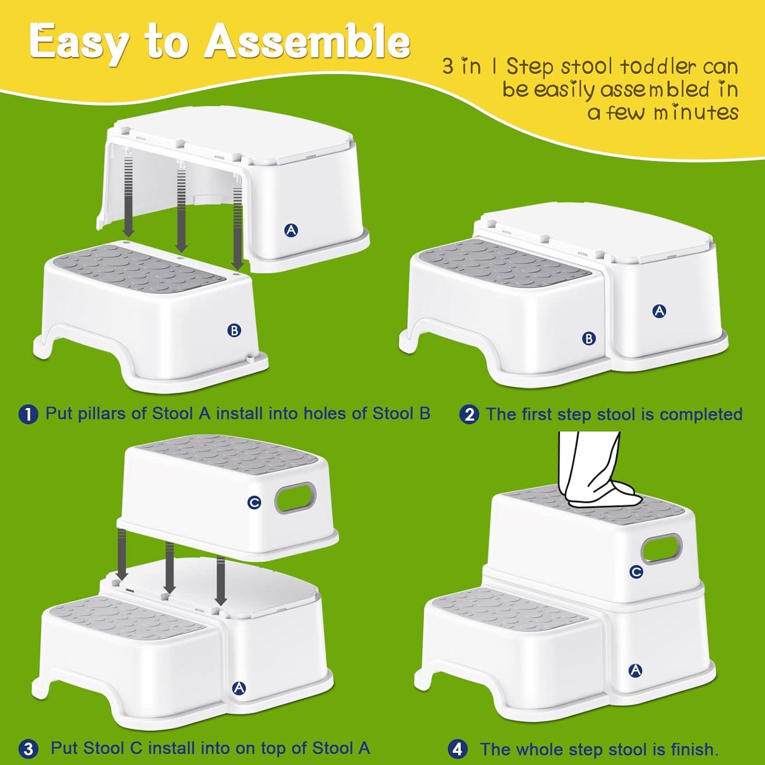 Escalón para Niños AJVV 2 Escalones Antideslizante Gris