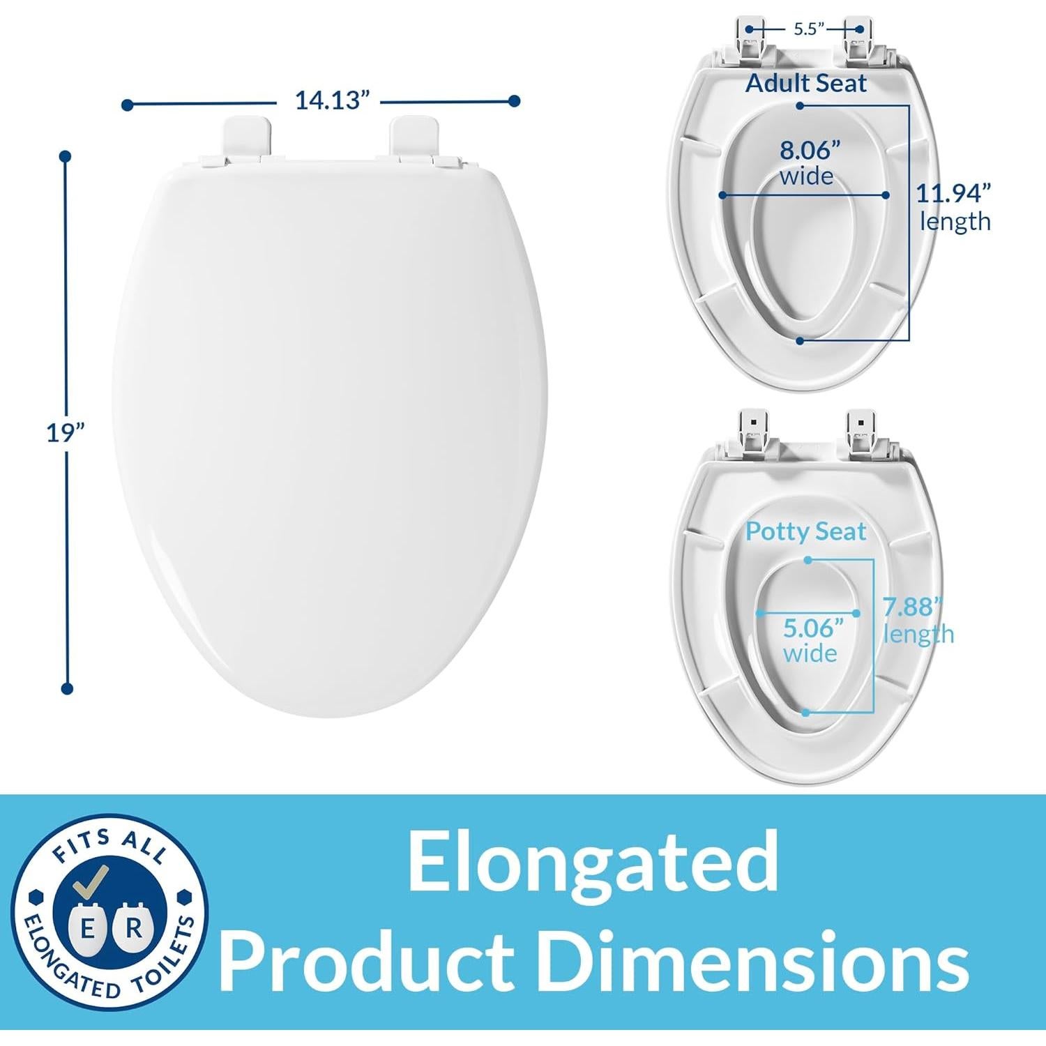 Asiento de Inodoro Mayfair Elongado con Entrenador Blanco
