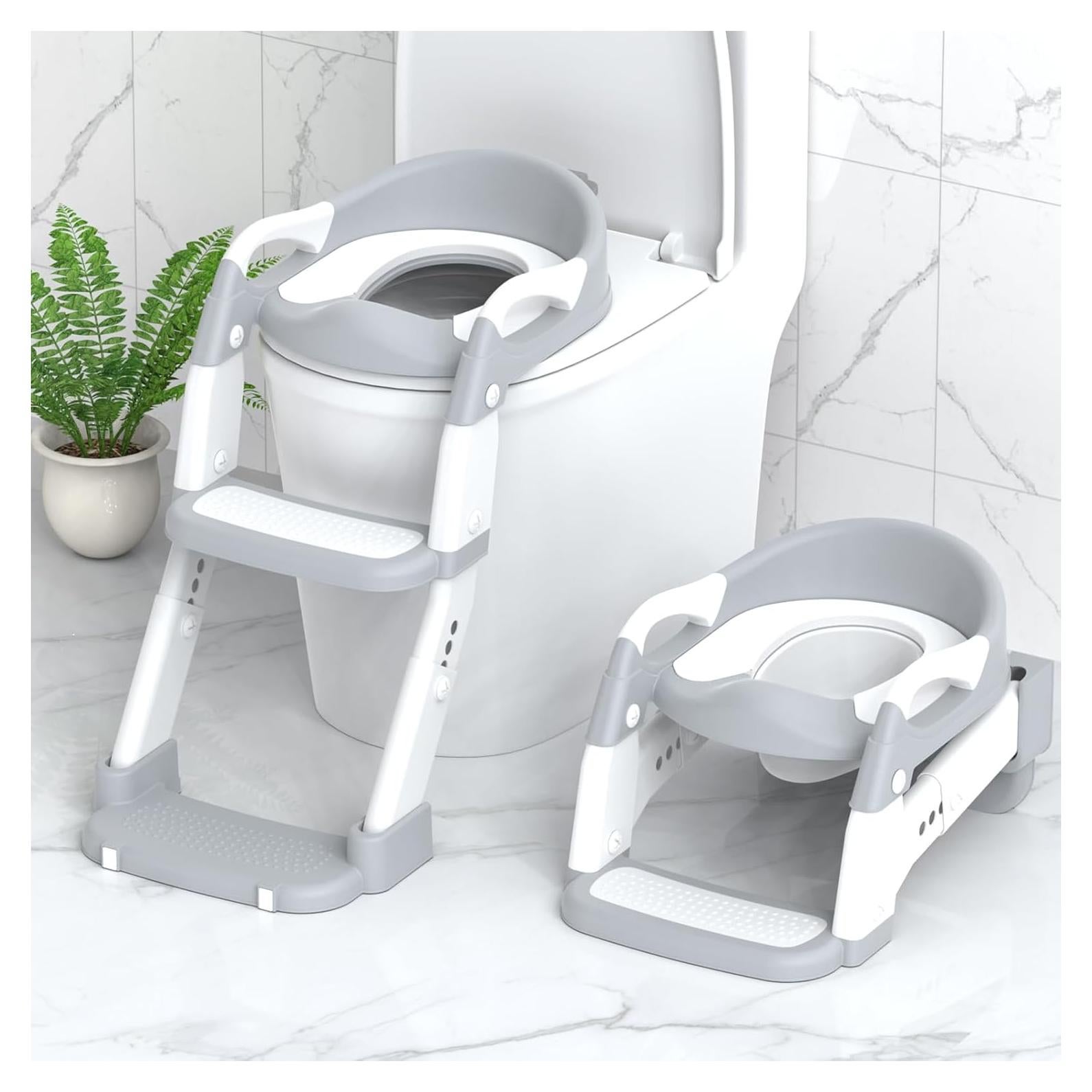 Asiento de Entrenamiento para Baño Niños Gris 3 en 1