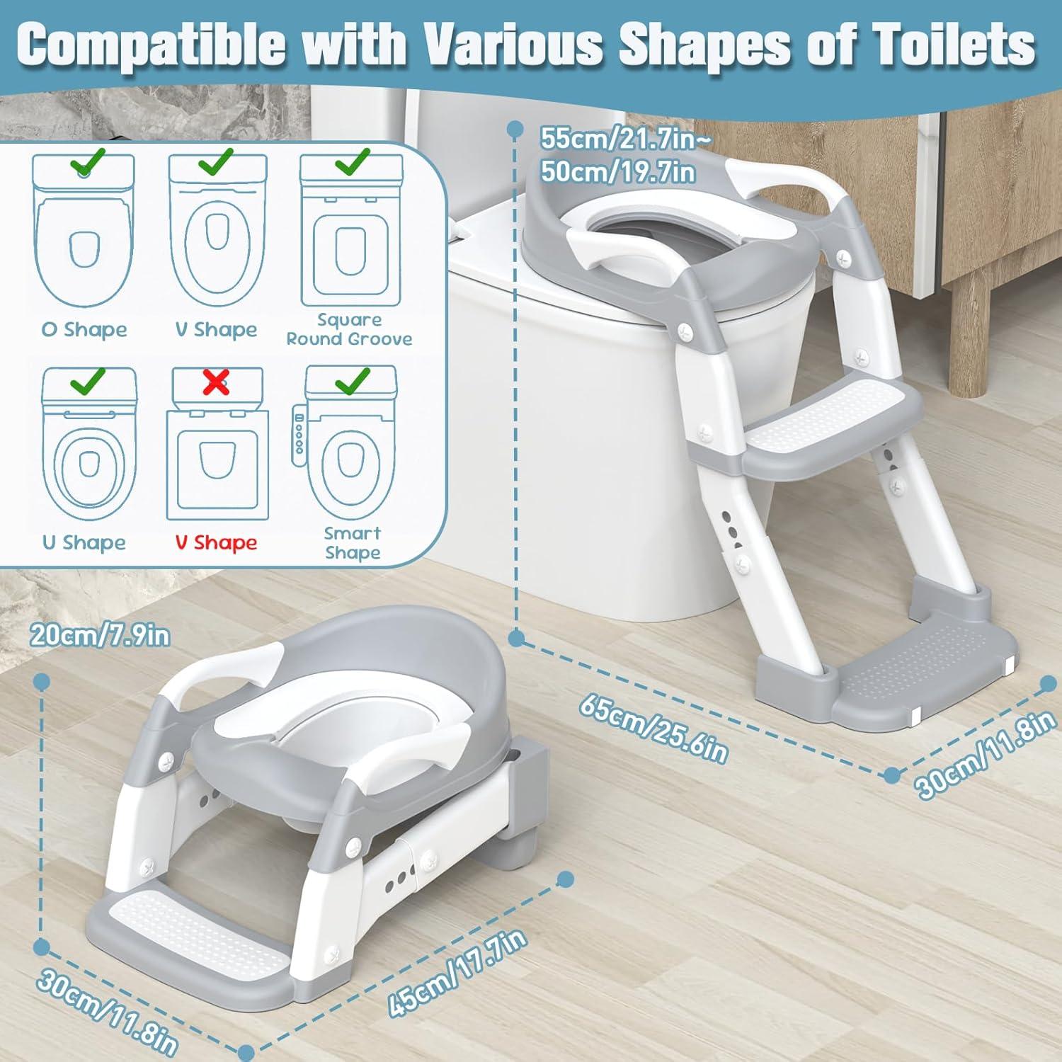 Asiento de Entrenamiento para Baño Niños Gris 3 en 1