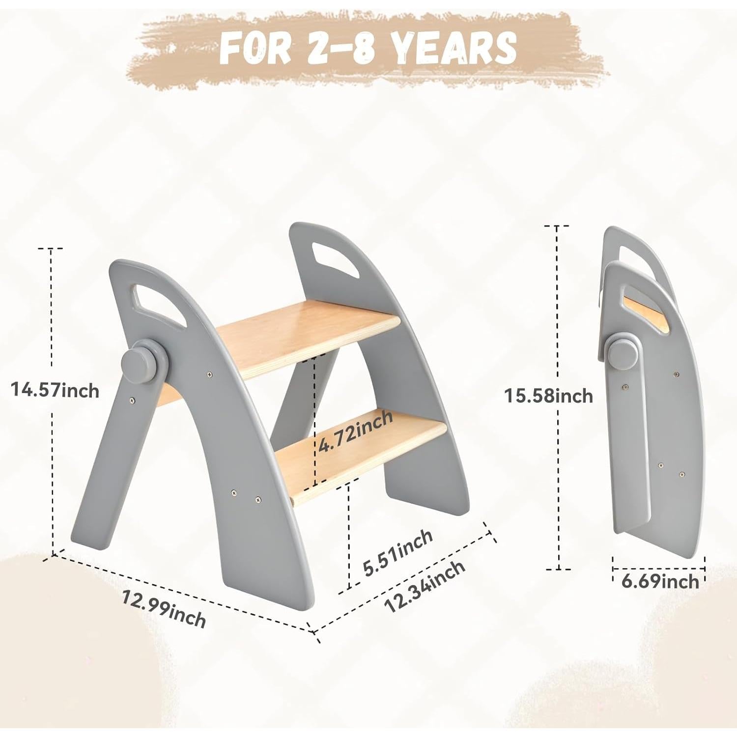 Taburete Plegable Antideslizante Joothlin 2 Pasos Gris