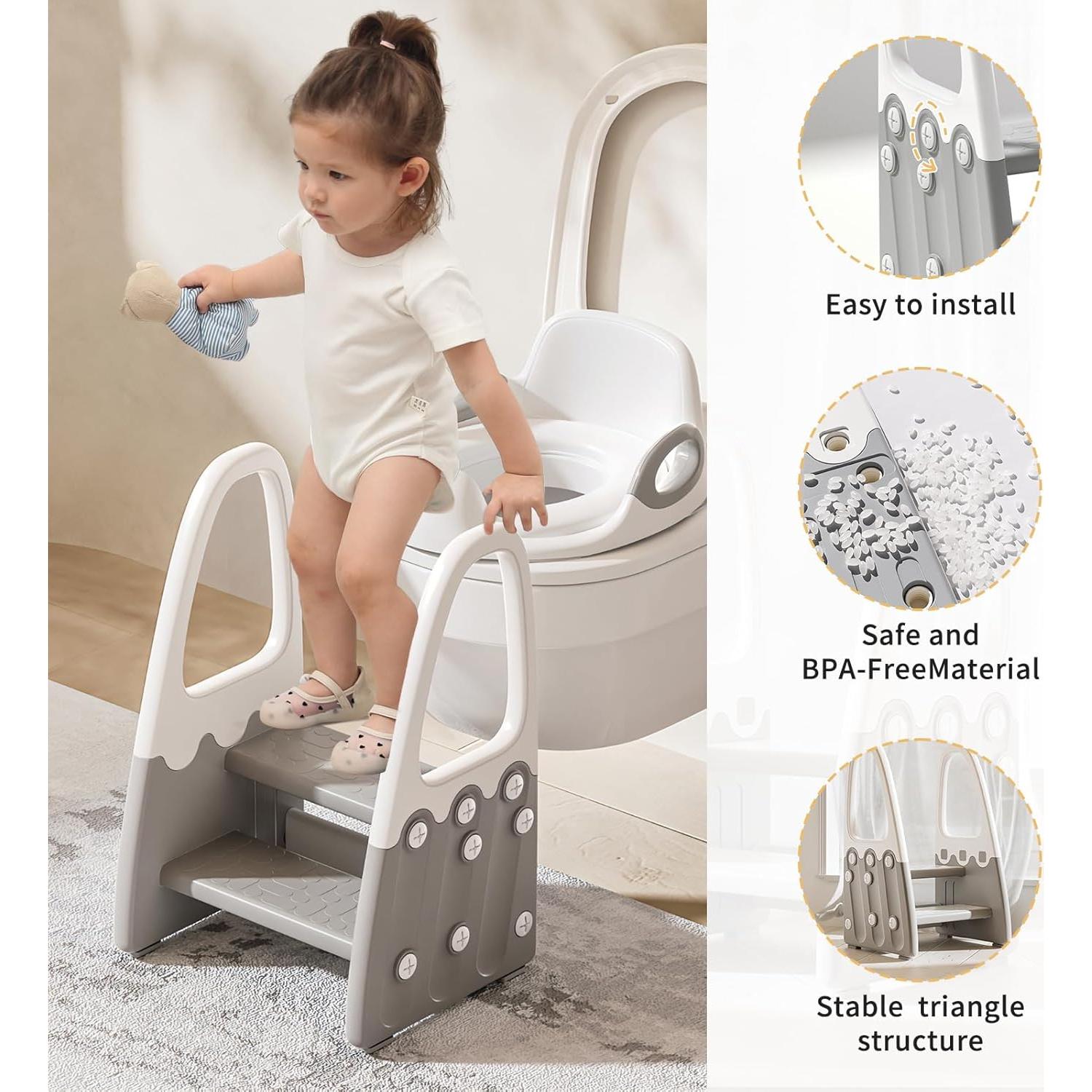 Escalera de Dos Pasos Joylico para Niños Gris