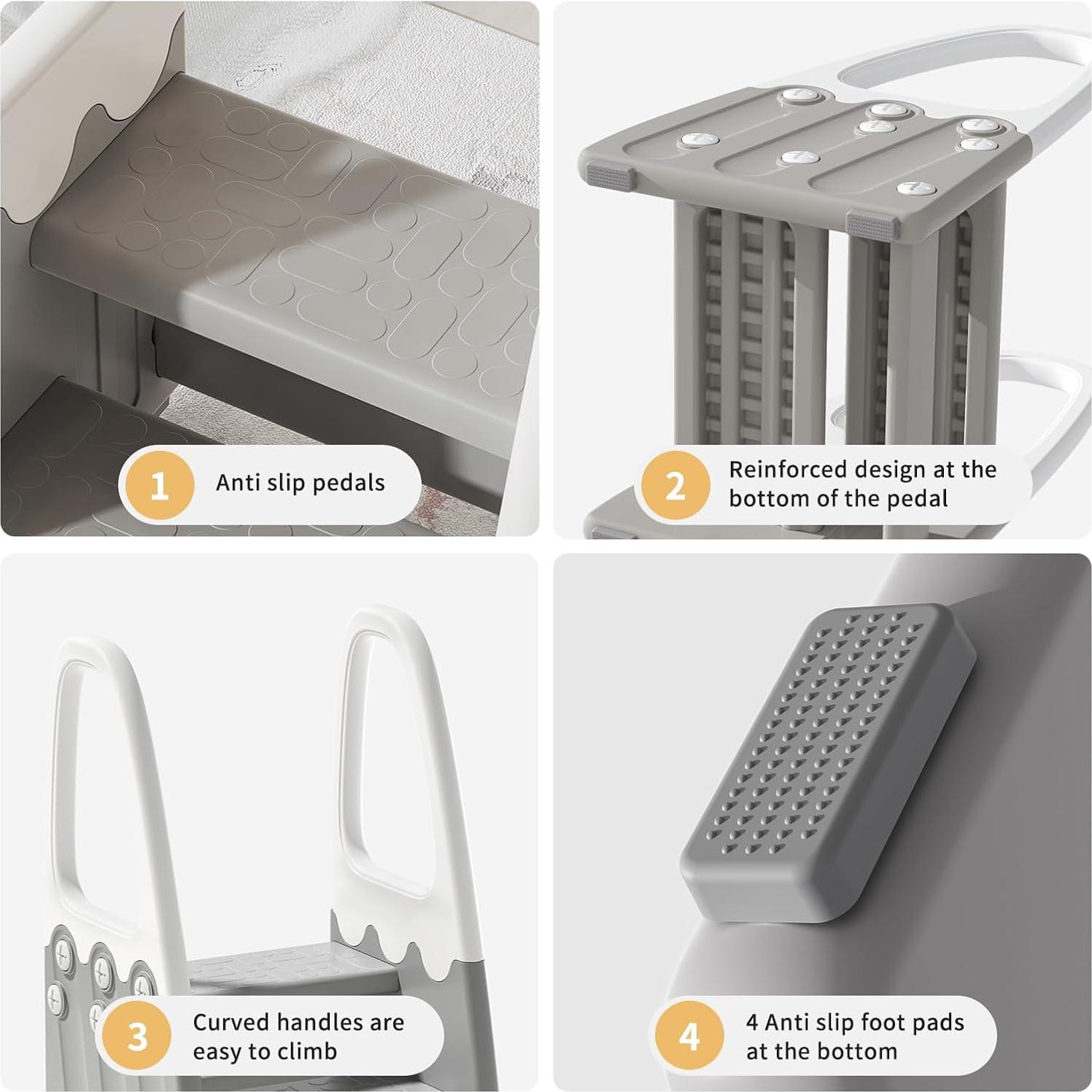 Escalera de Dos Pasos Joylico para Niños Gris