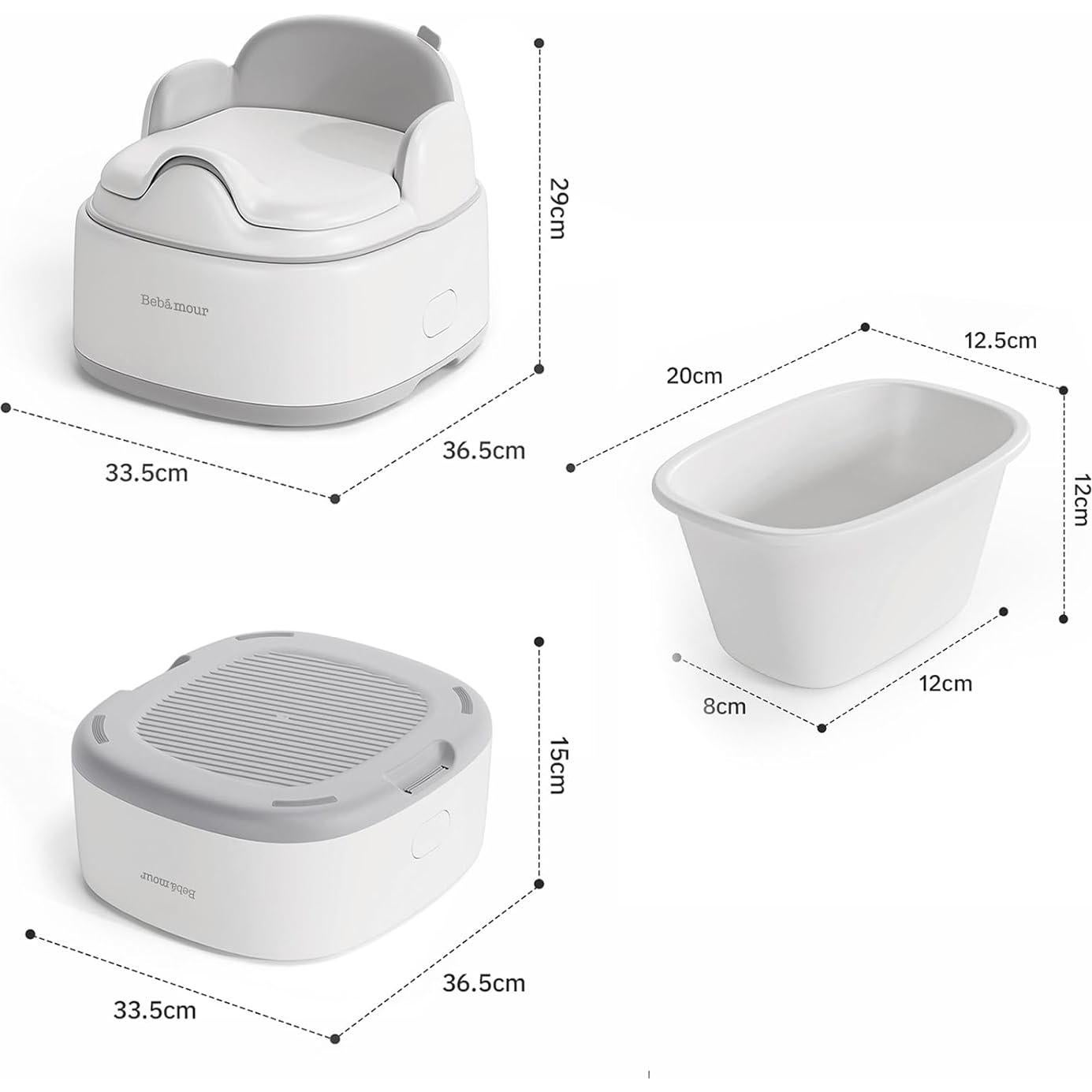 Asiento de Entrenamiento para Baño Bebamour Gris 3 en 1