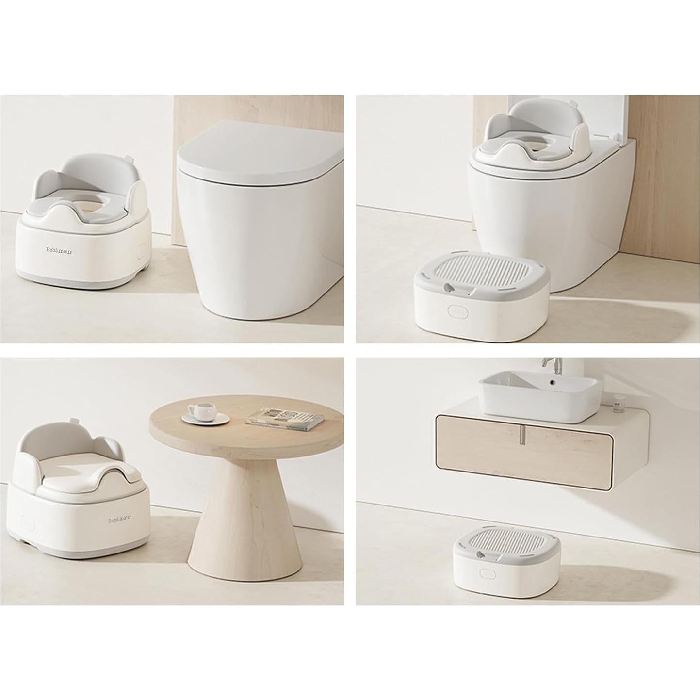 Asiento de Entrenamiento para Baño Bebamour Gris 3 en 1