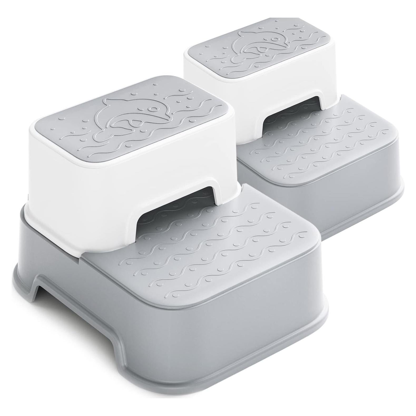 Escalera de 2 pasos Wiifo gris para niños antideslizante