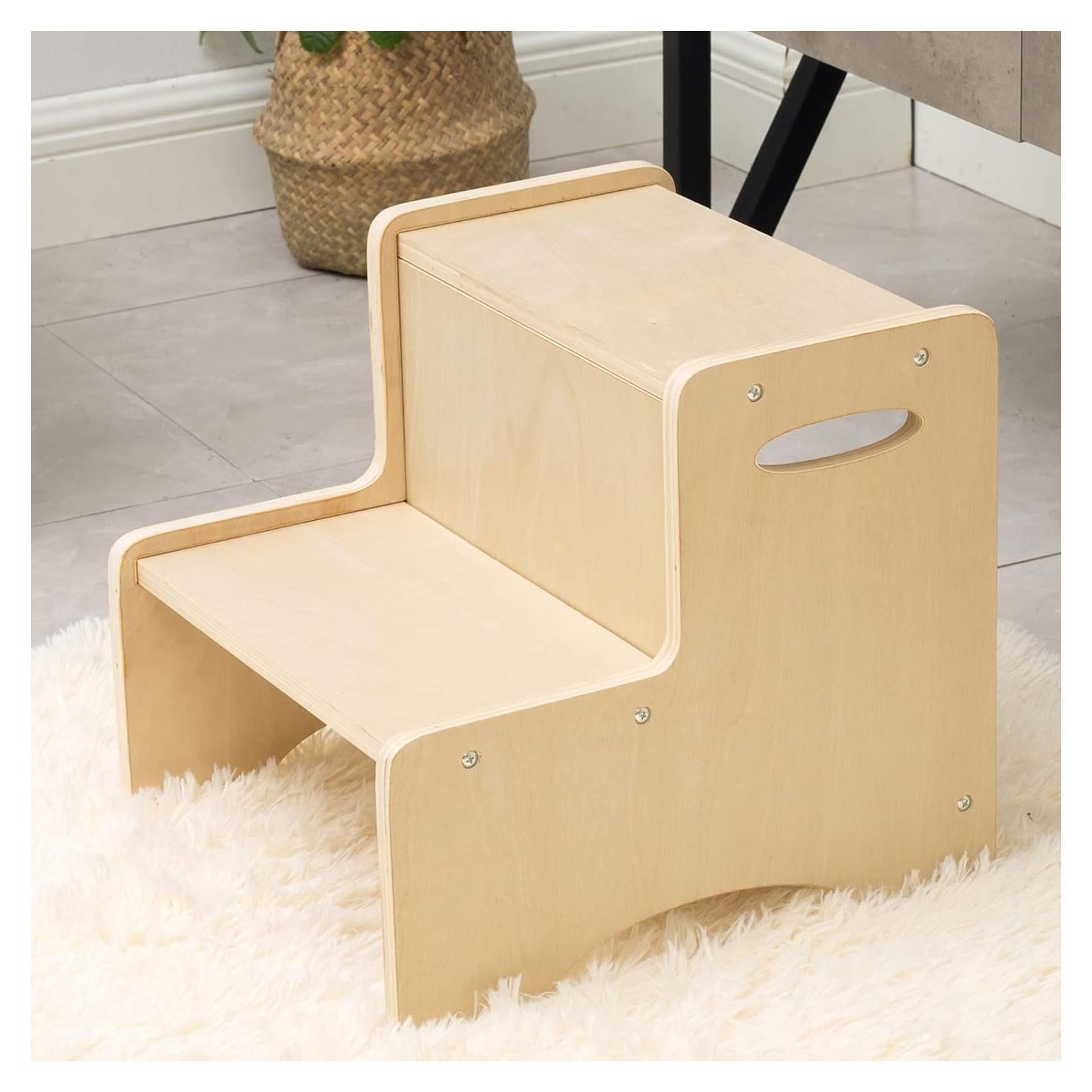 Taburete de Madera WOOD CITY para Niños 2 Escalones Beige