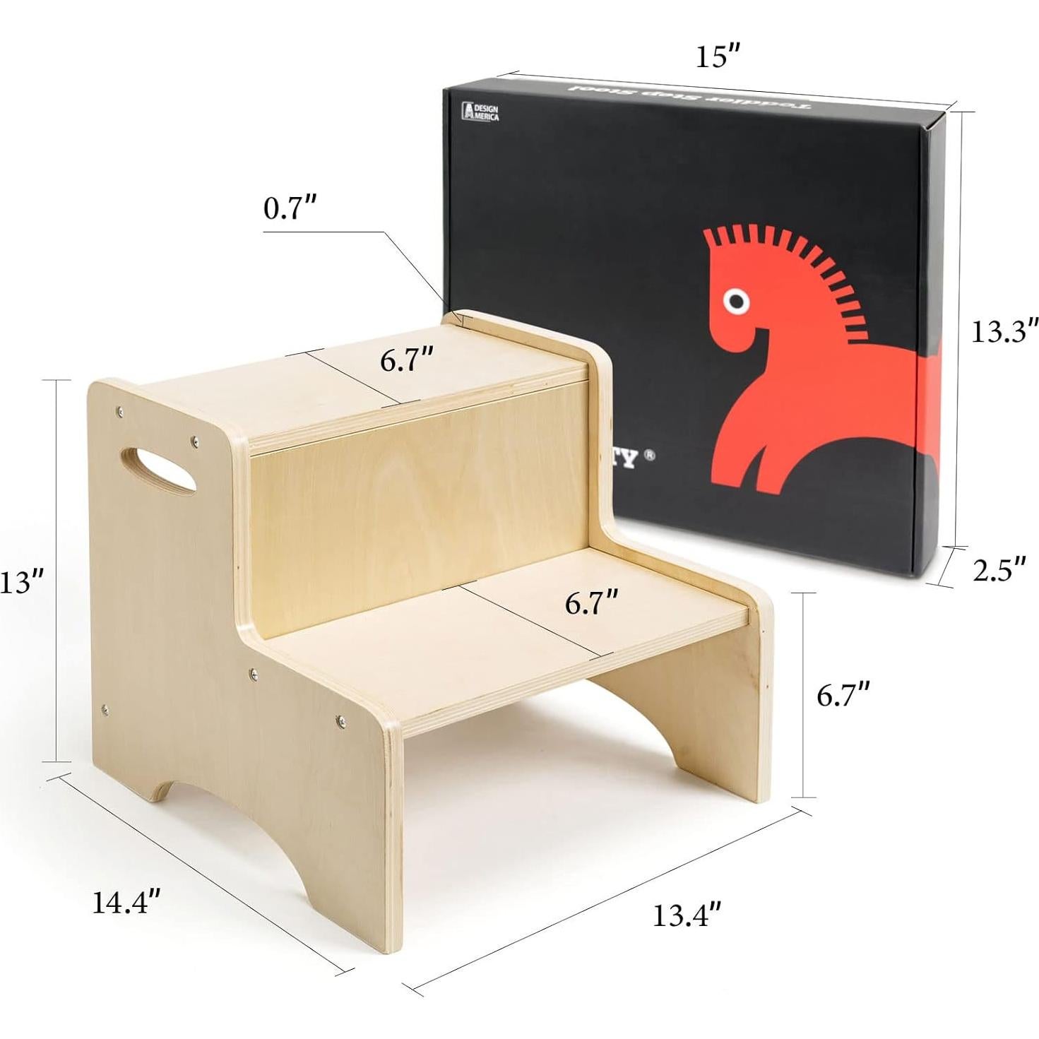 Taburete de Madera WOOD CITY para Niños 2 Escalones Beige