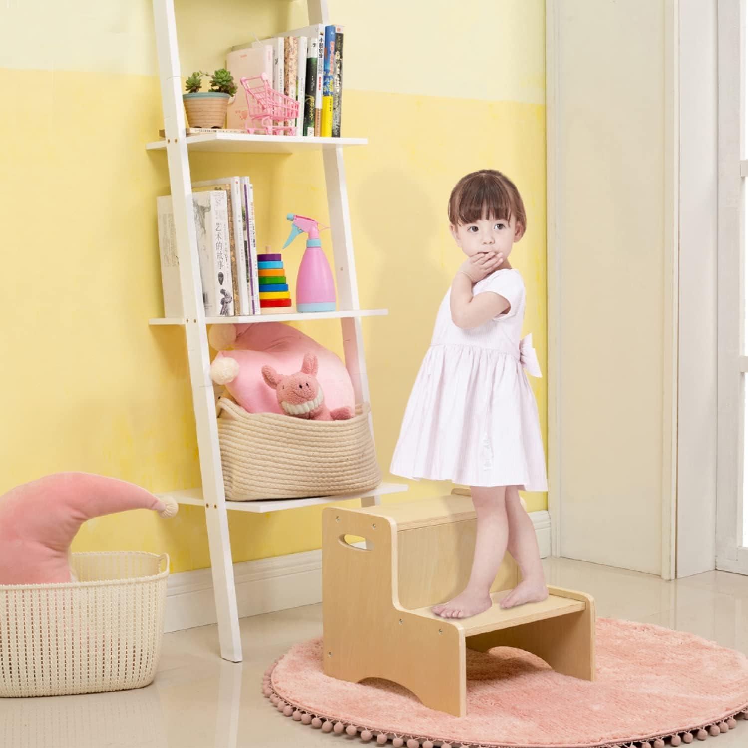 Taburete de Madera WOOD CITY para Niños 2 Escalones Beige