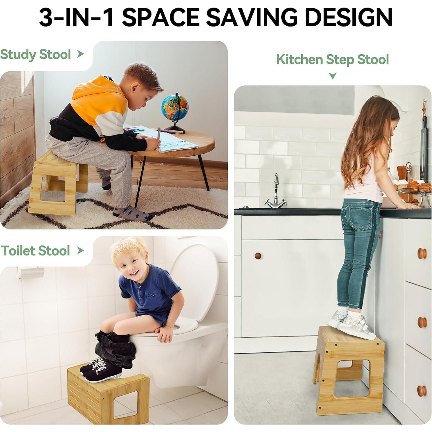 Taburete para Inodoro Niños AmazerBath Bambú Antideslizante