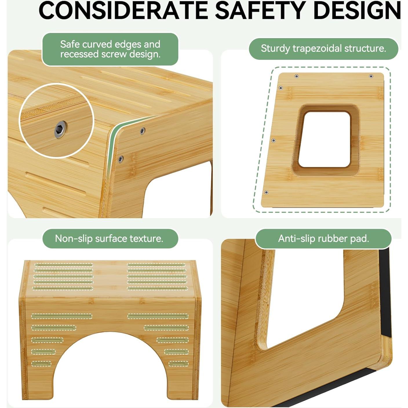 Taburete para Inodoro Niños AmazerBath Bambú Antideslizante