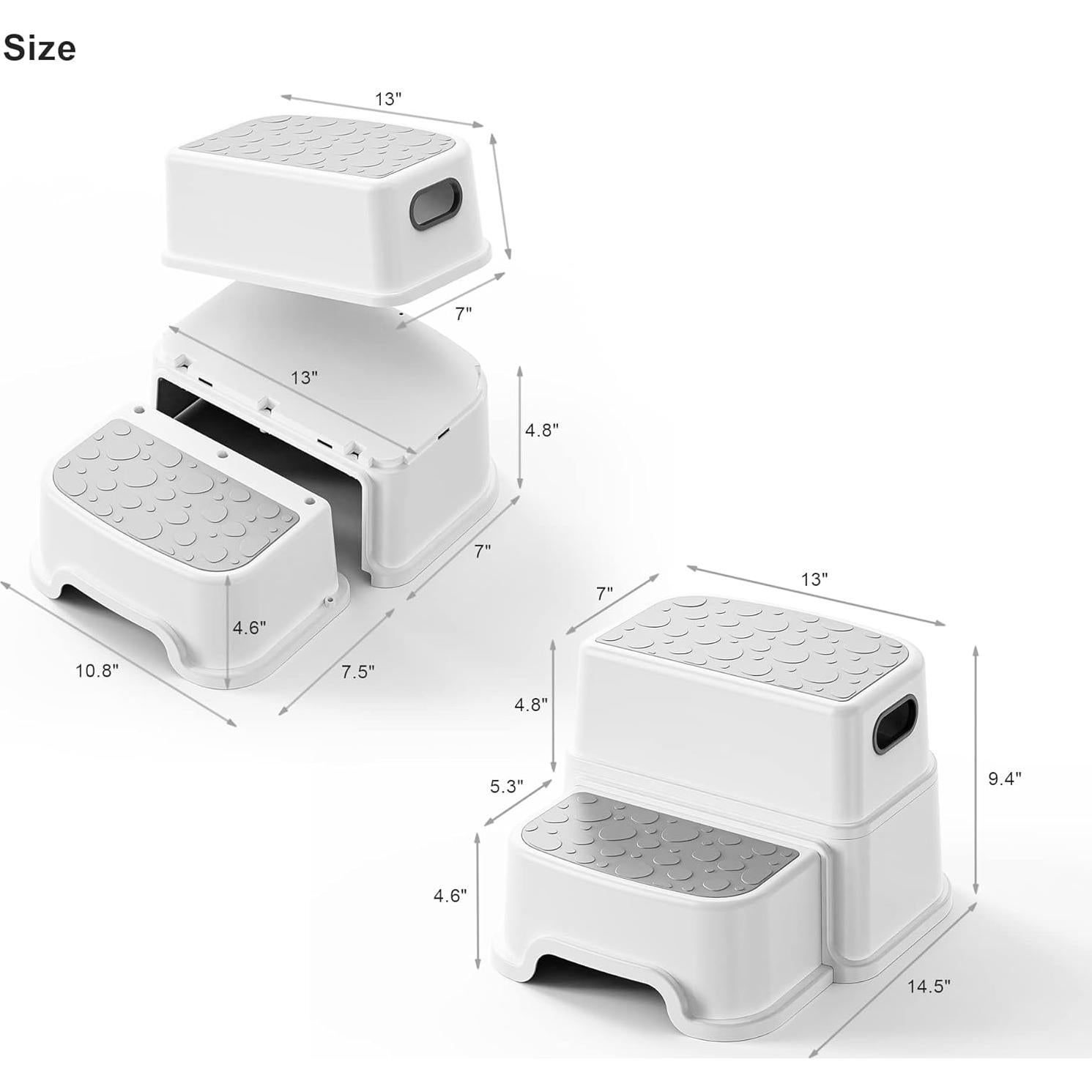 Escalera de Dos Pasos Antideslizante Uncle Wu - Gris