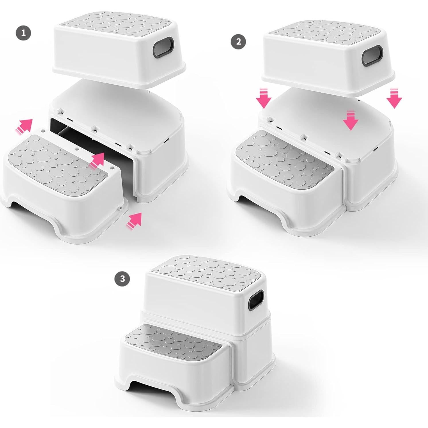 Escalera de Dos Pasos Antideslizante Uncle Wu - Gris