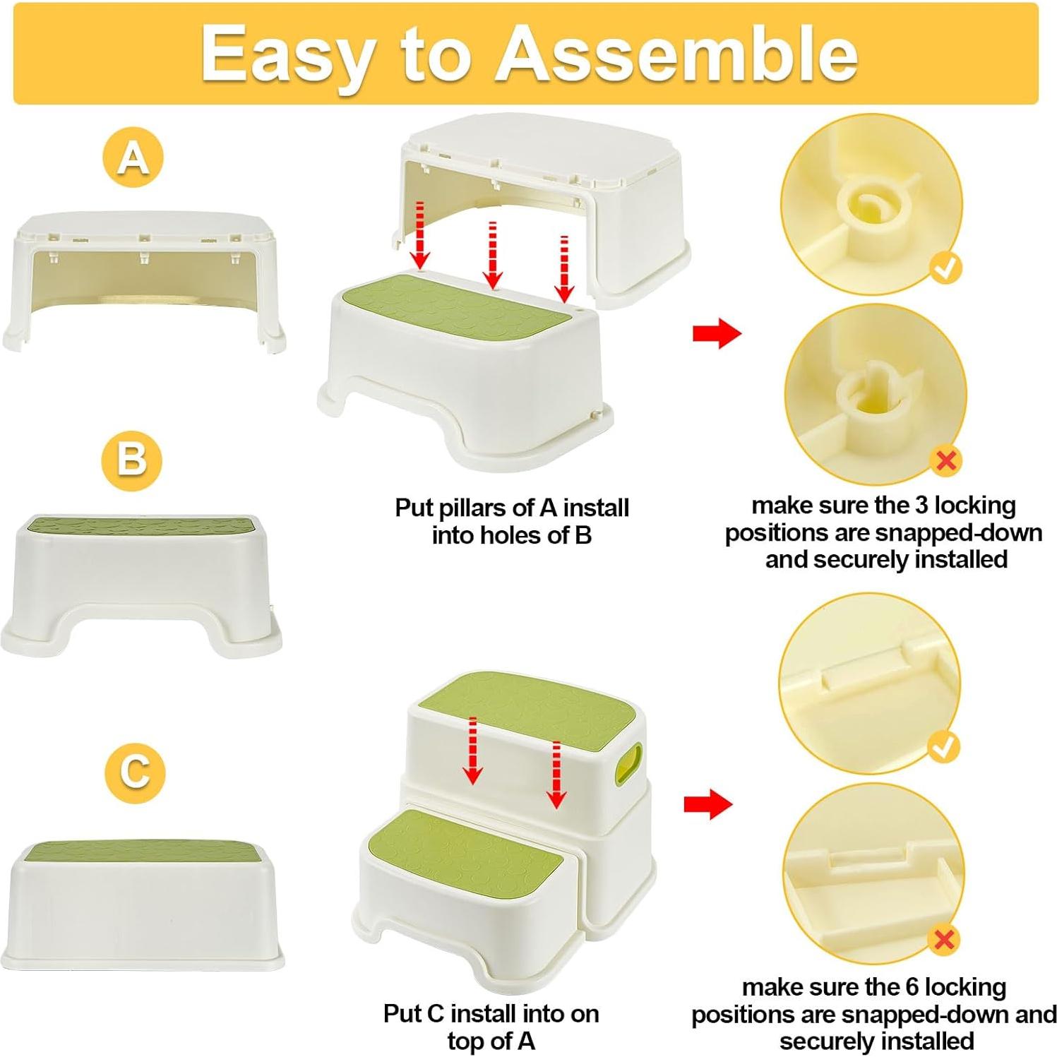 Escalera de 2 Pasos Welspo Verde Antideslizante para Niños