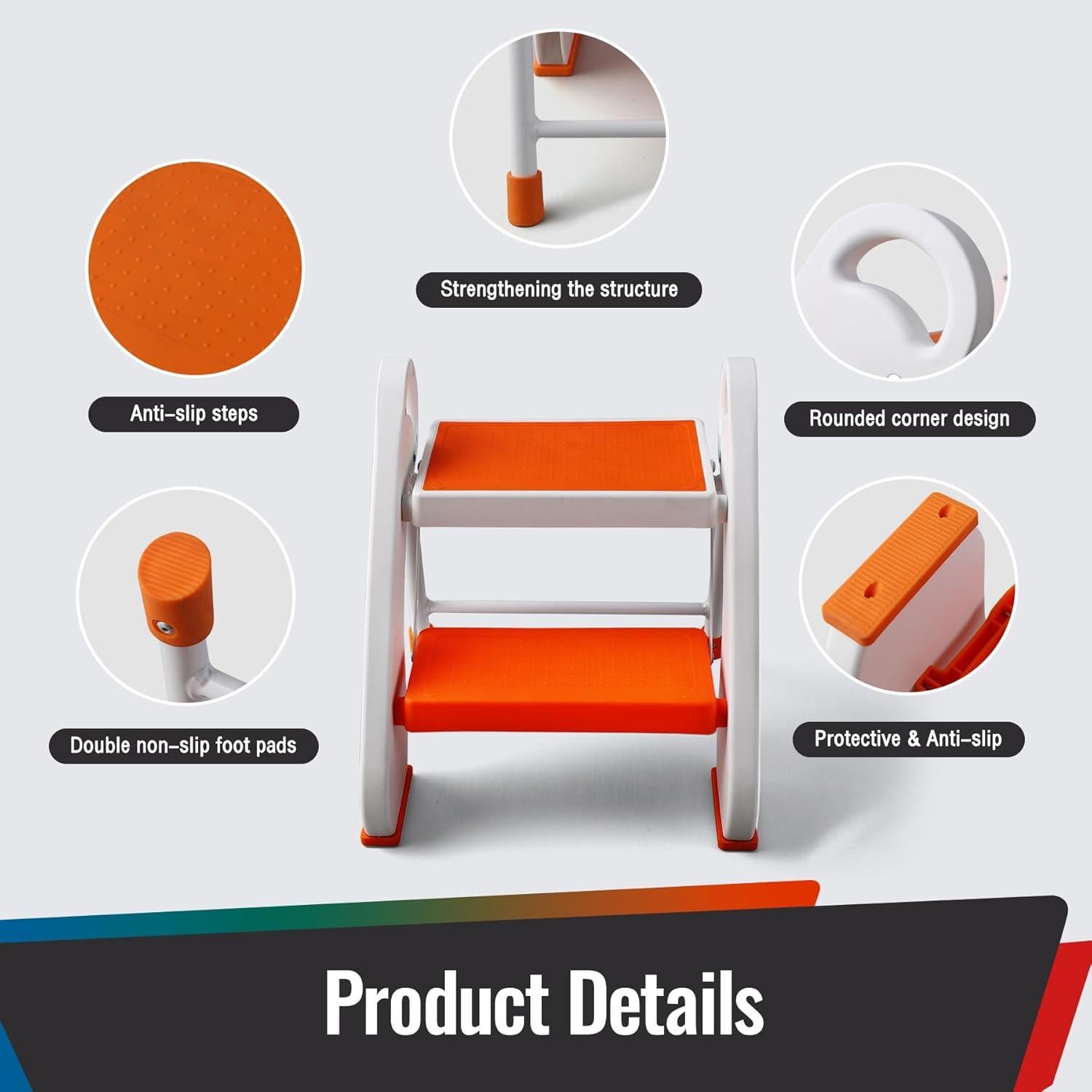 Escalera Plegable para Niños STOODER 2 Pasos Antideslizante
