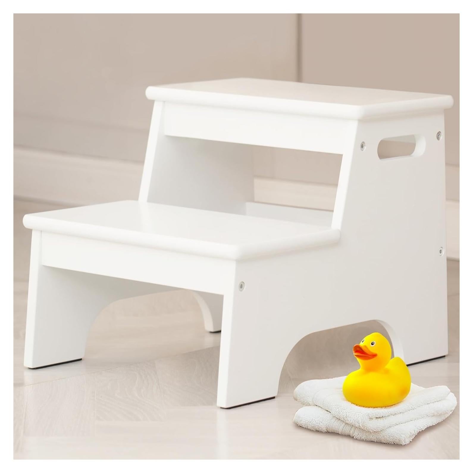 Escalón de Madera Forbena Blanco para Niños 2 Niveles