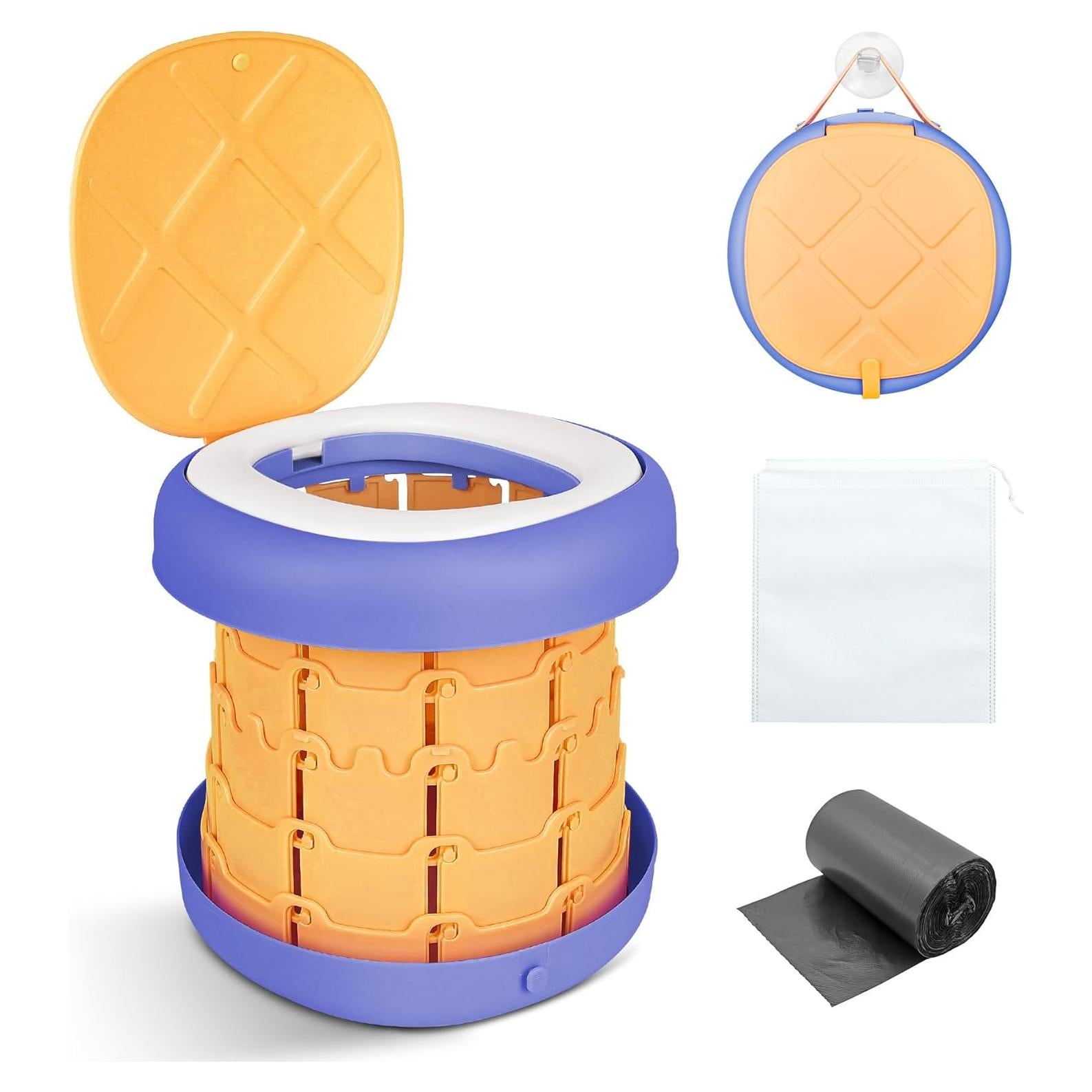 Inodoro Portátil Camping Inmorven Ajustable 10.5" Amarillo/Púrpura