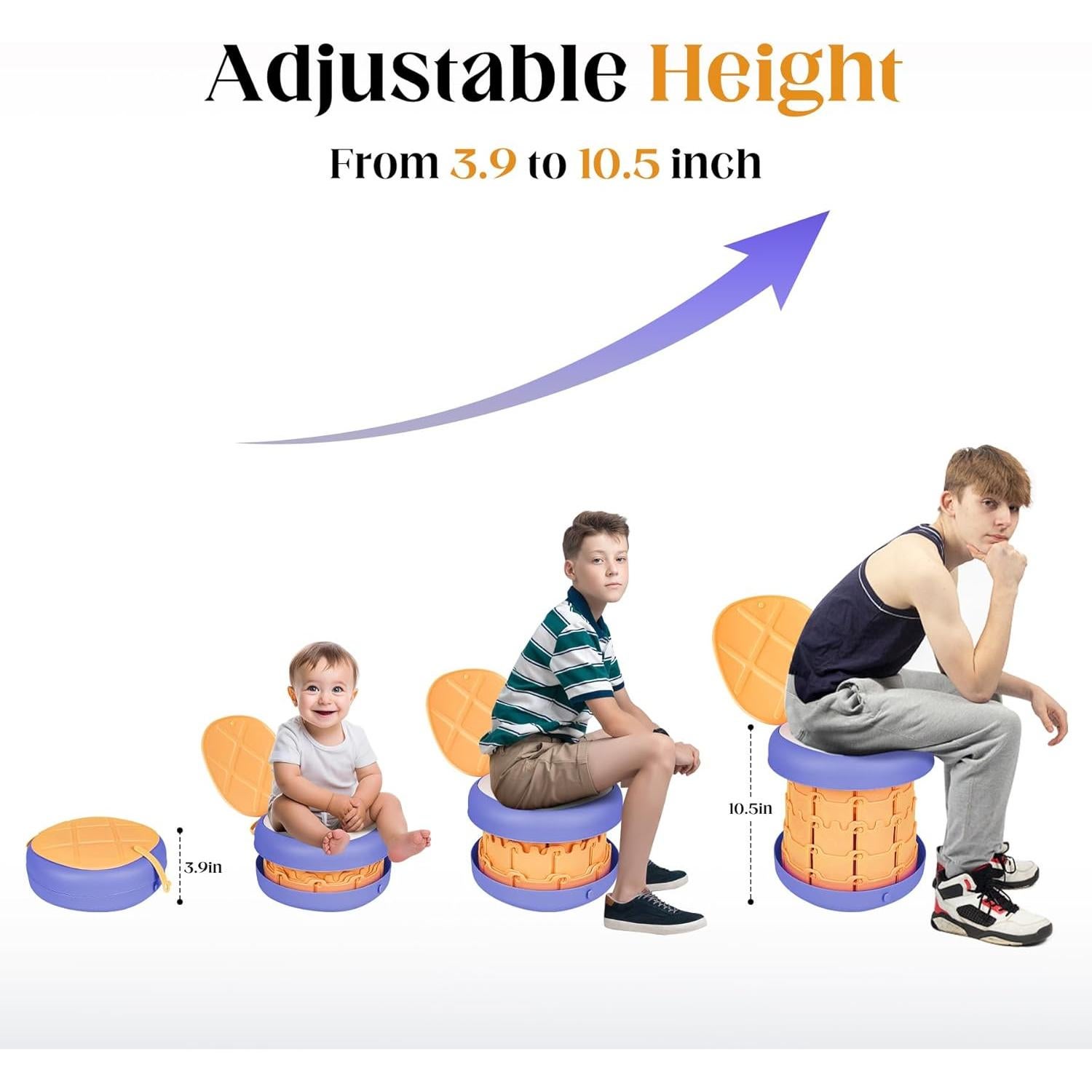 Inodoro Portátil Camping Inmorven Ajustable 10.5" Amarillo/Púrpura