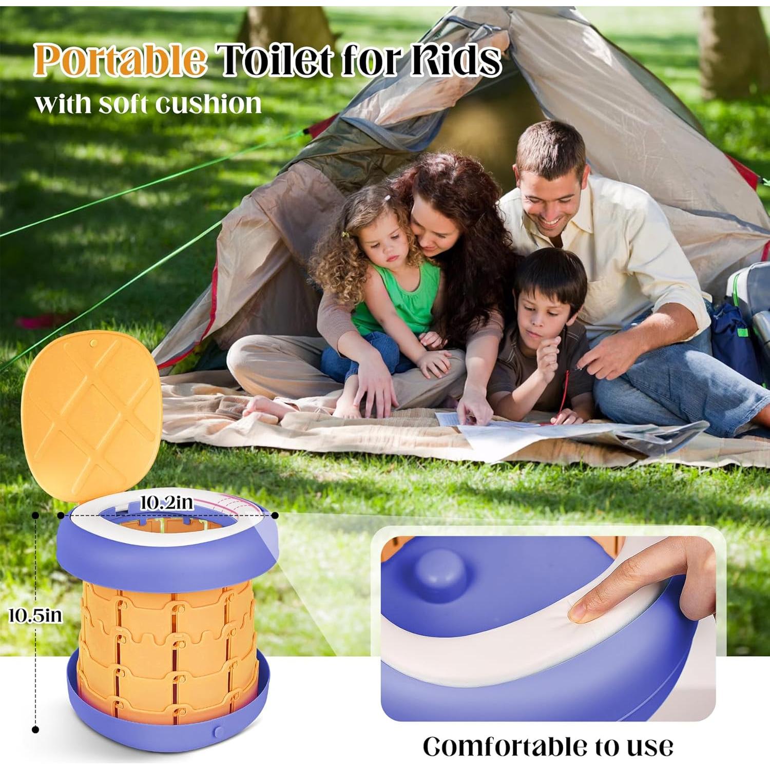 Inodoro Portátil Camping Inmorven Ajustable 10.5" Amarillo/Púrpura