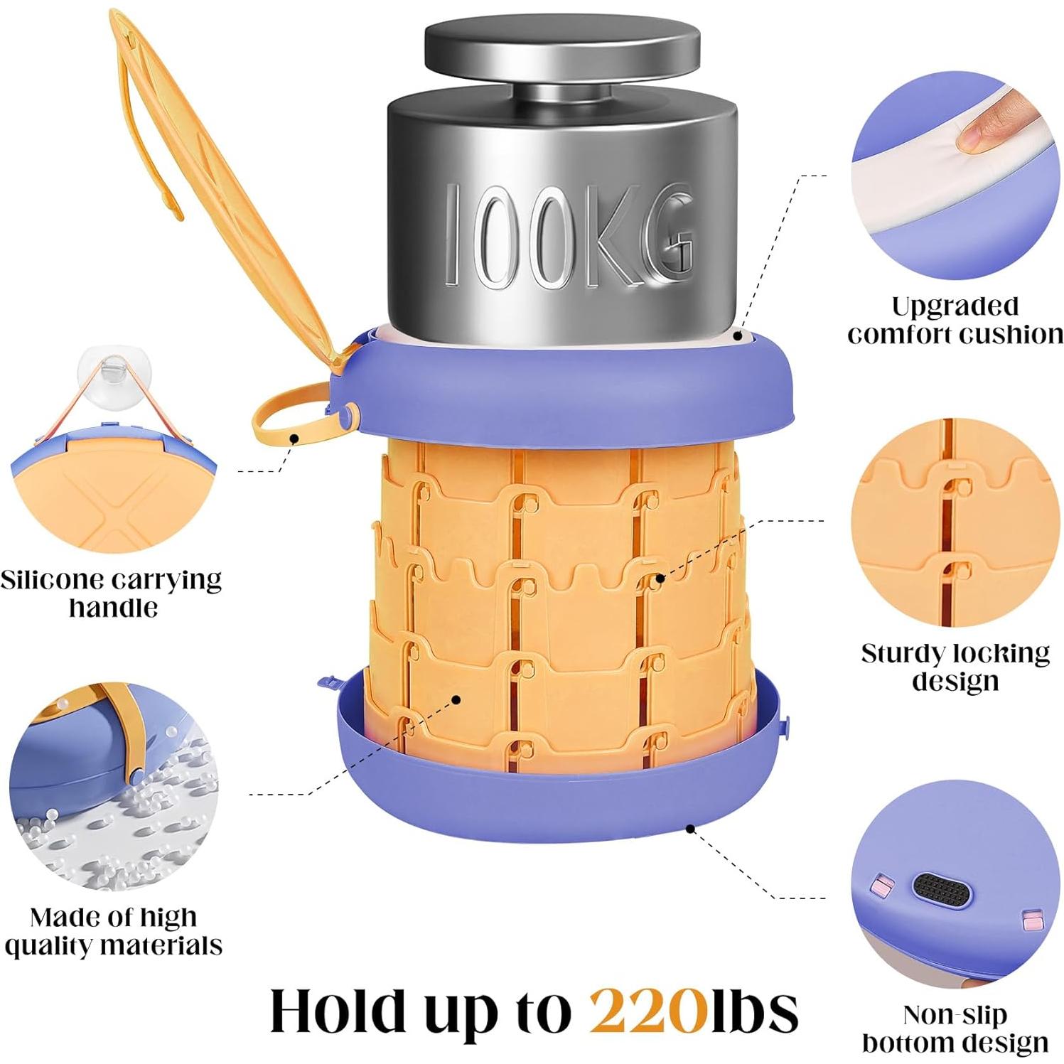 Inodoro Portátil Camping Inmorven Ajustable 10.5" Amarillo/Púrpura