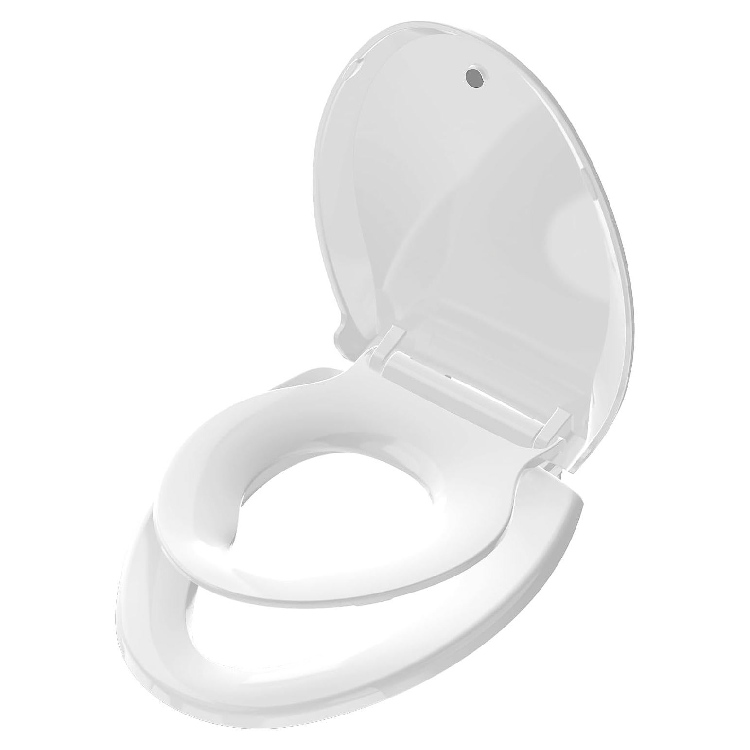 Asiento de Inodoro Alargado Aünsffer 2 en 1 Blanco 46.99 cm