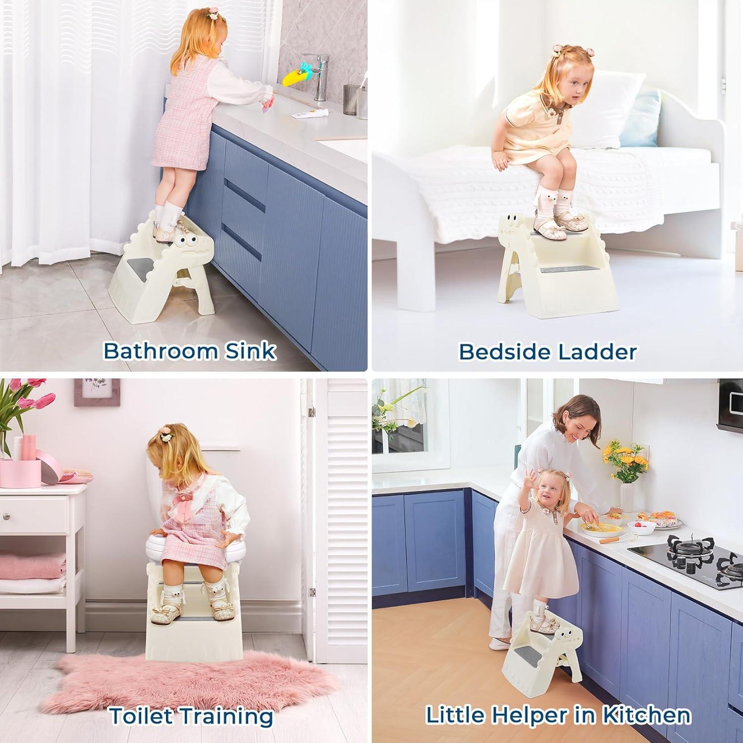 Taburete Plegable Antideslizante Onasti para Niños Blanco