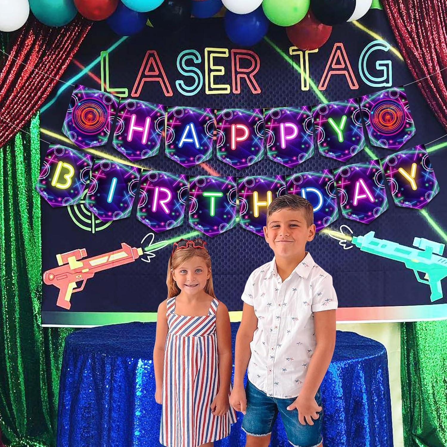 Banner Cumpleaños Laser Tag Fangleland - Decoración Fiesta
