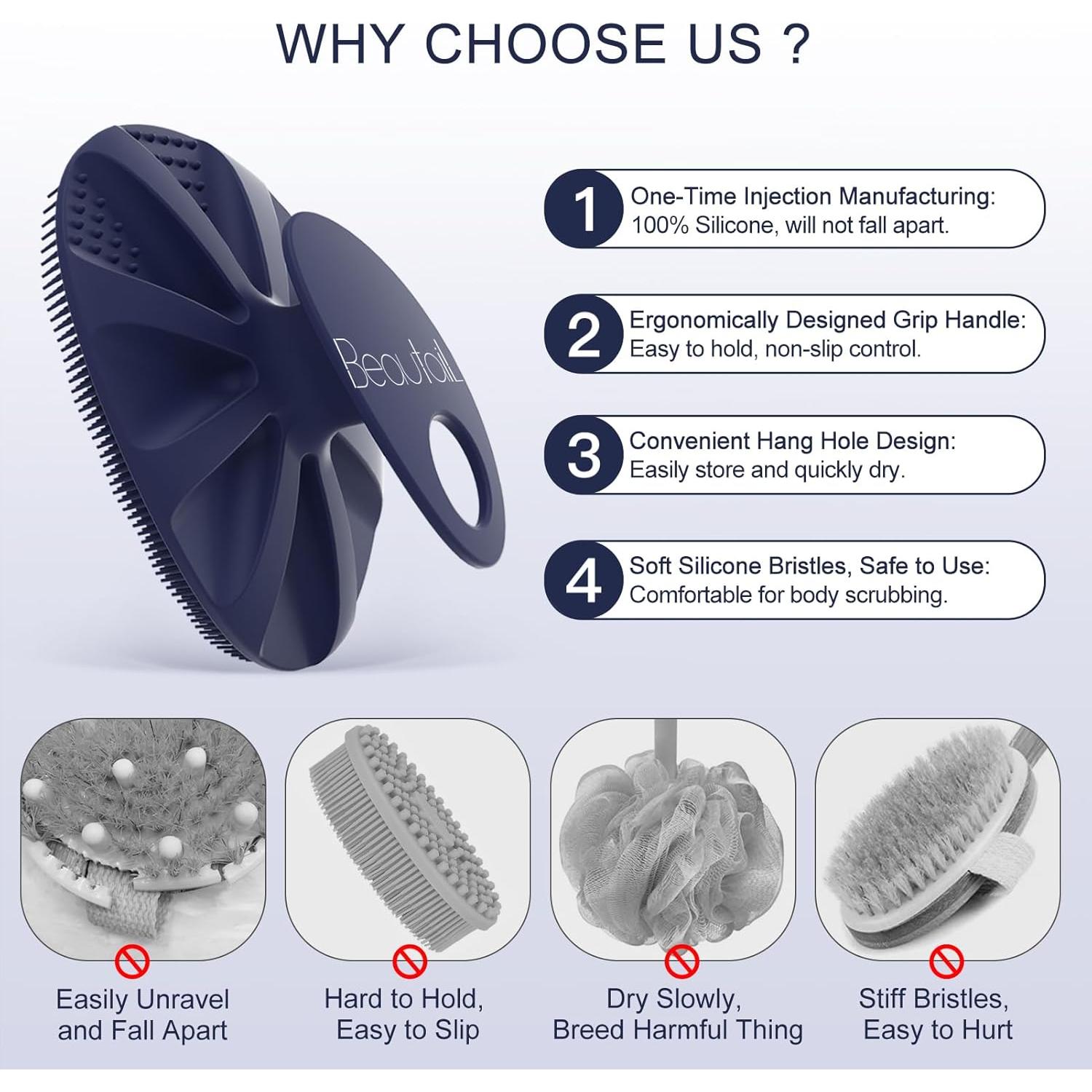 Esponja de Cuerpo de Silicona BEAUTAIL Azul Exfoliante