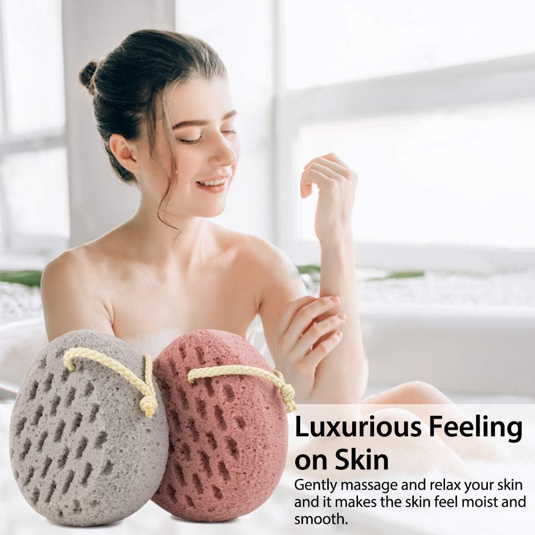 Esponja de Baño BAIMEI Loofah Exfoliante Rosa Gris 2 Unidades