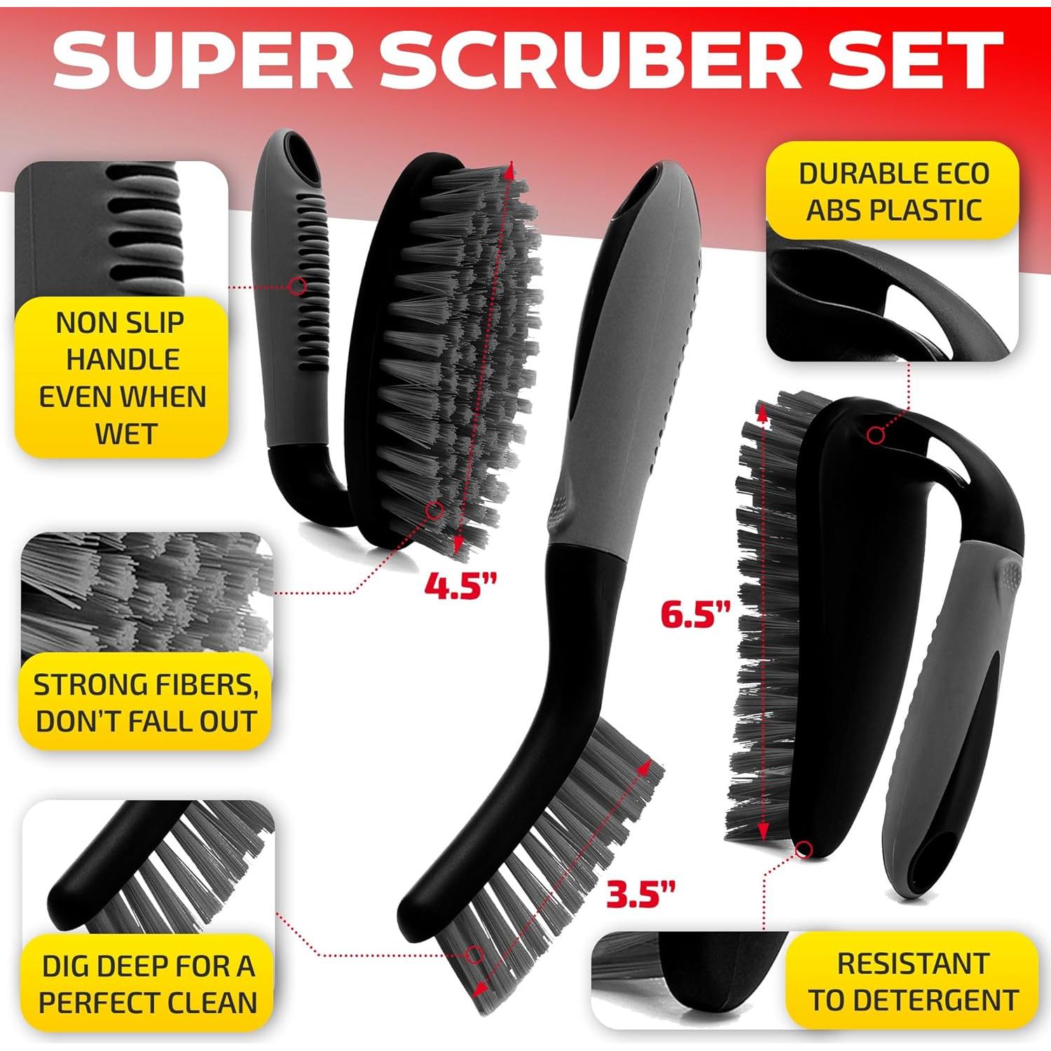 Juego de 3 cepillos de limpieza Trazon - Mango ergonómico