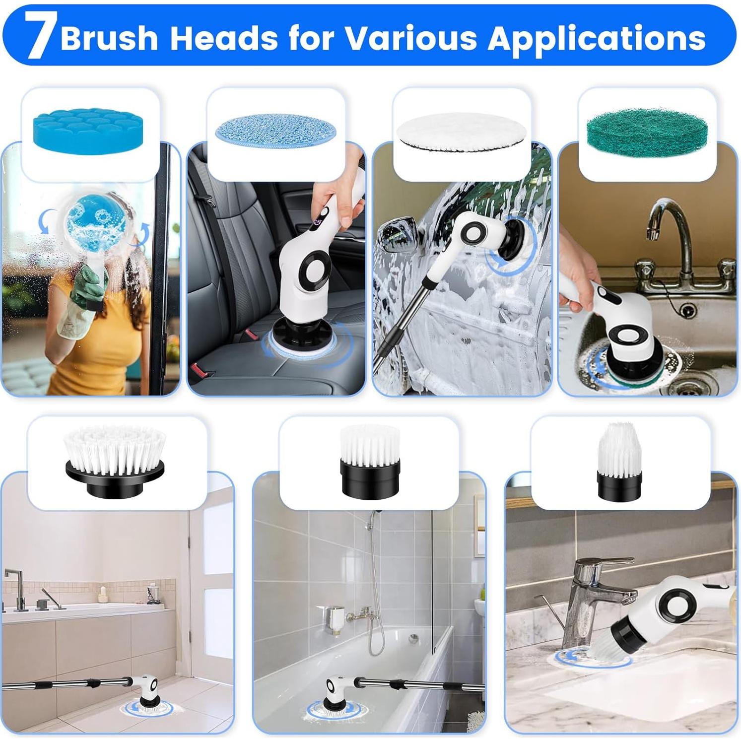 Limpiador Eléctrico TidyneSS con 7 Cepillos y 3 Velocidades