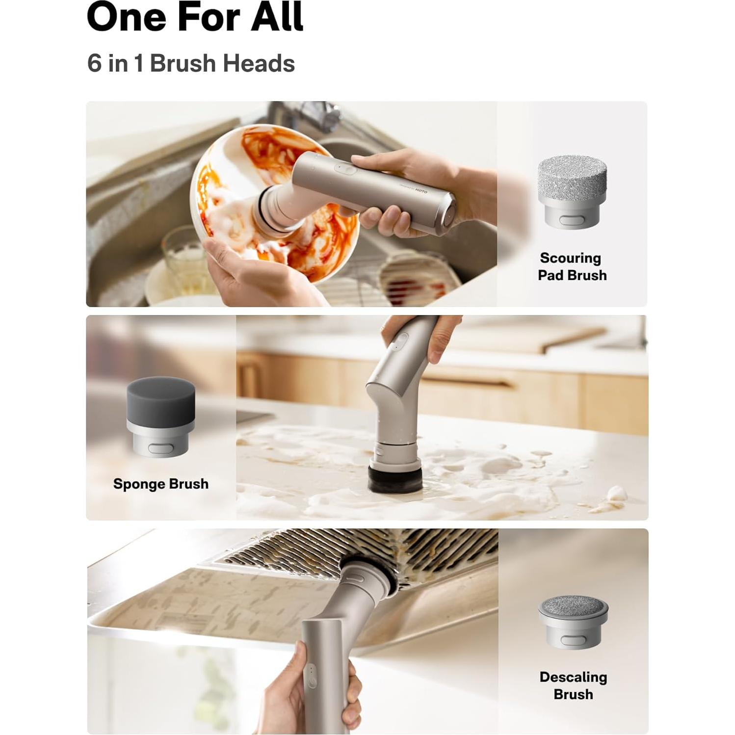 Cepillo Eléctrico Giratorio HOTO IPX7 9 Cabezas 0.95 kg