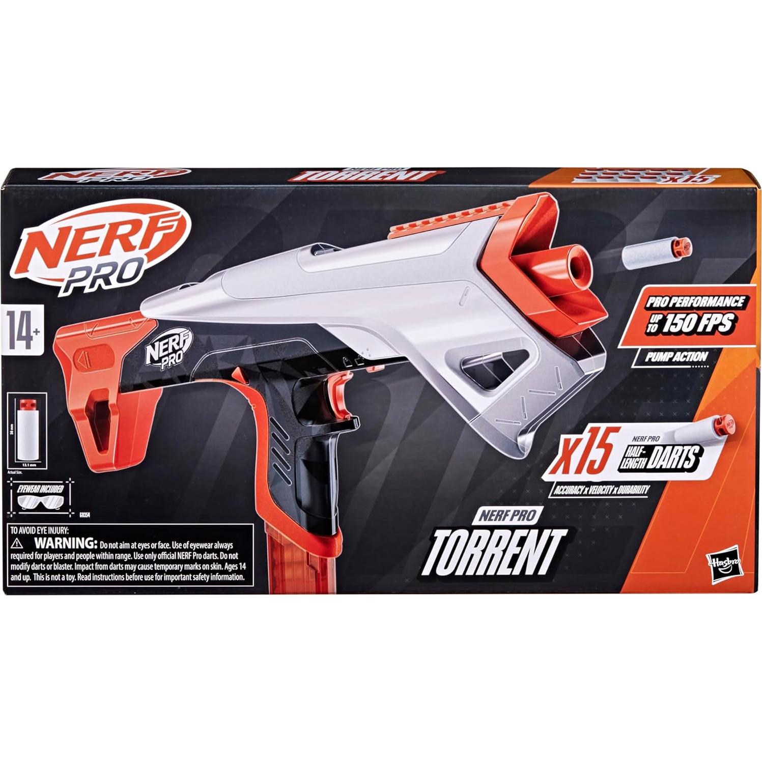 Blaster Nerf Pro Torrent 15 Dardos 150 FPS para 14+