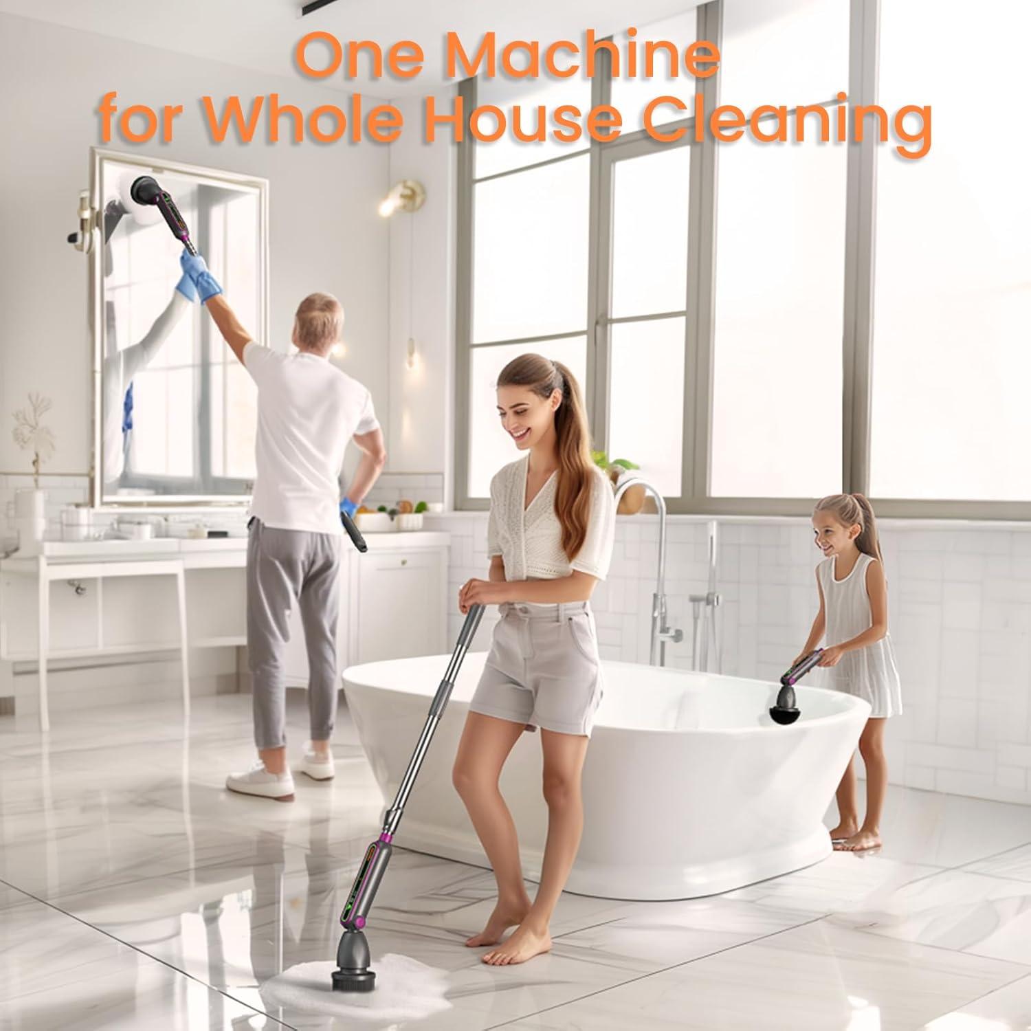 Cepillo de limpieza eléctrico TECFUN 16 en 1 con LED - Gris