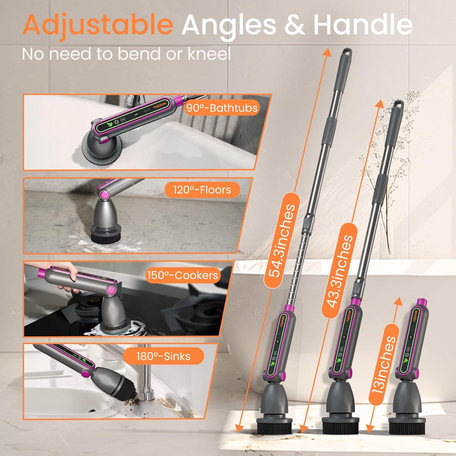 Cepillo de limpieza eléctrico TECFUN 16 en 1 con LED - Gris