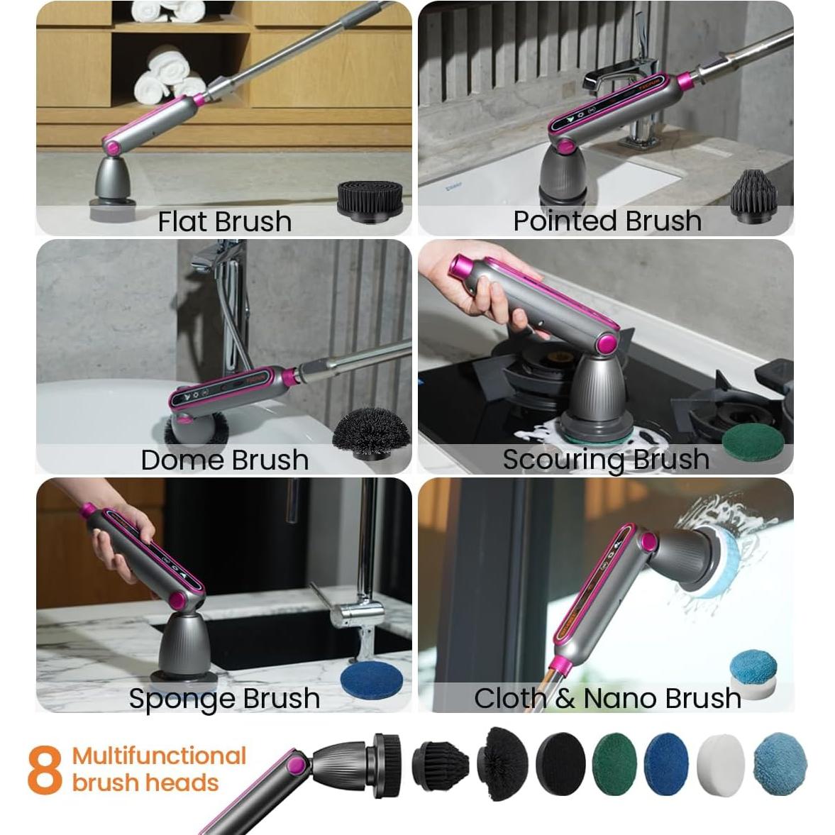 Cepillo de limpieza eléctrico TECFUN 16 en 1 con LED - Gris