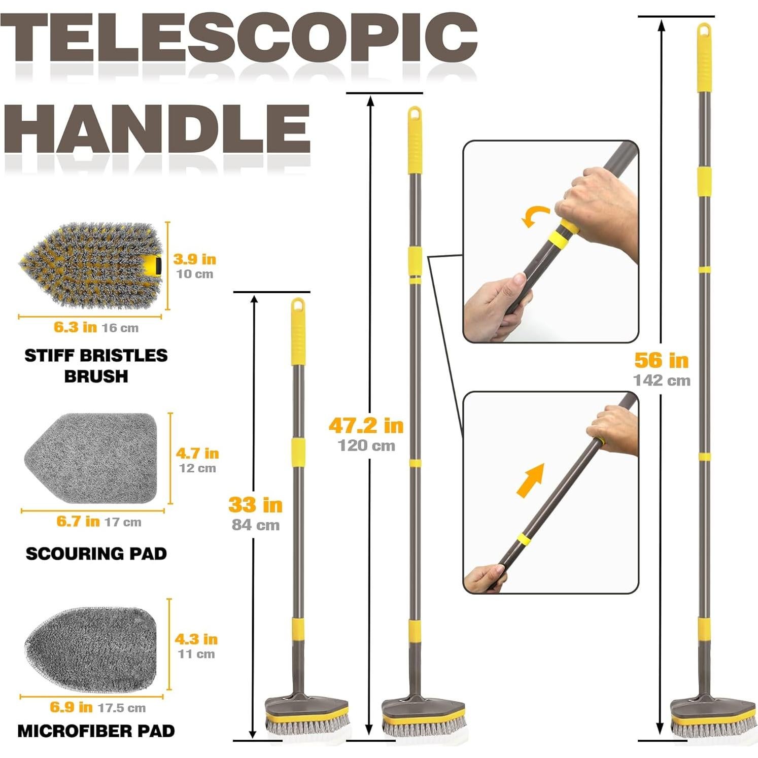 Cepillo Limpiador de Ducha NEWE, Mango Telescópico 142 cm
