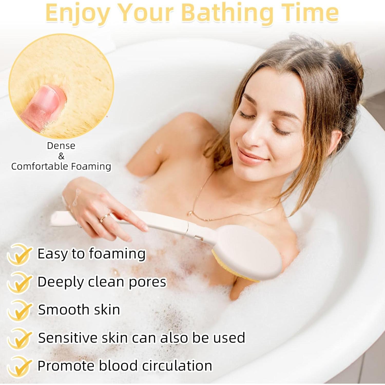 Cepillo de Ducha LFJ 48 cm con Mango Largo y 3 Accesorios