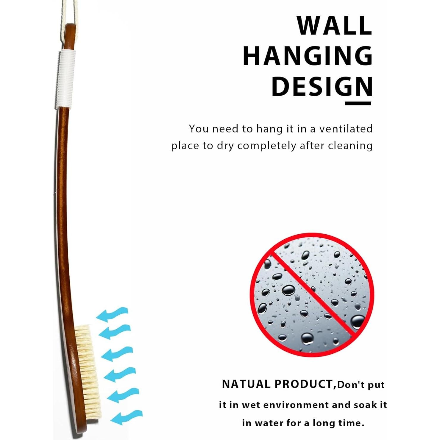 Cepillo de Baño ICANdOIT Cerdas de Jabalí 45 cm Antideslizante