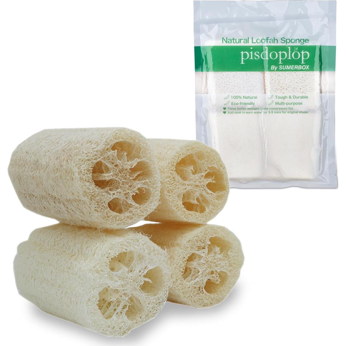 Esponja de Baño Exfoliante Natural Lufa 10 cm Paquete 4
