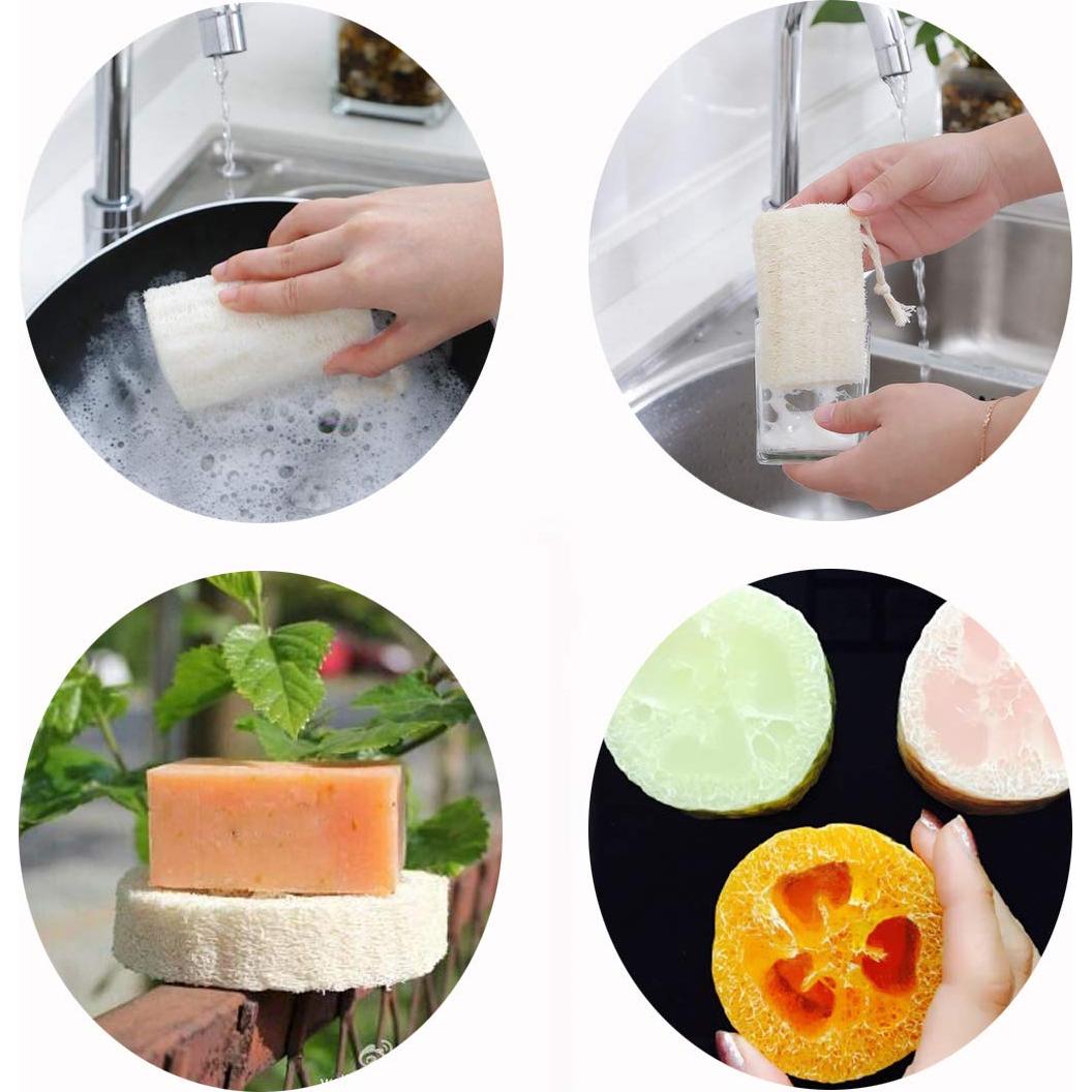 Esponja de Baño Exfoliante Natural Lufa 10 cm Paquete 4