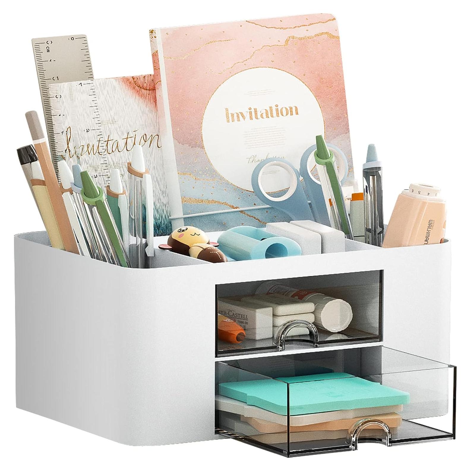 Organizador de Escritorio Marbrasse con 2 Cajones Blanco