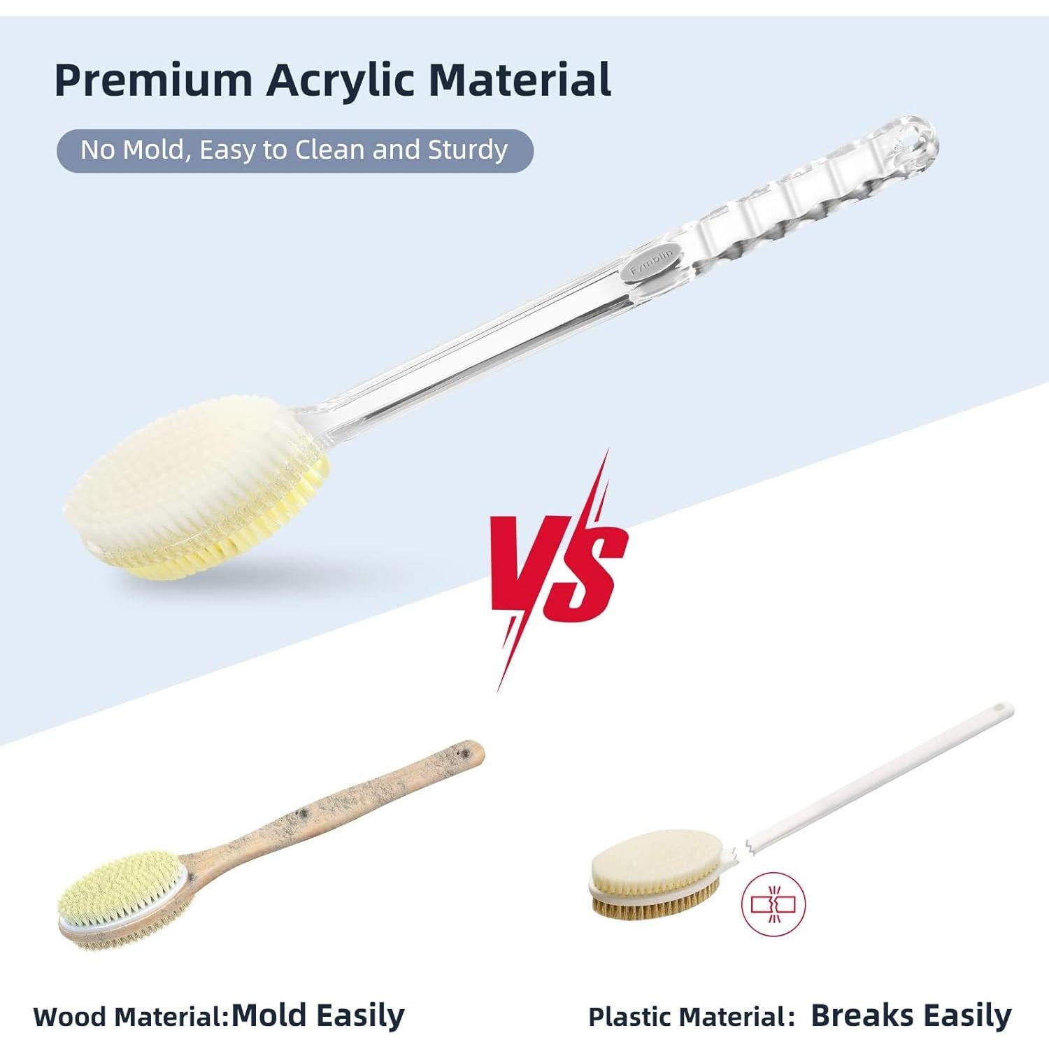 Cepillo de Espalda Fymblin con Mango Largo 43 cm Doble Cara